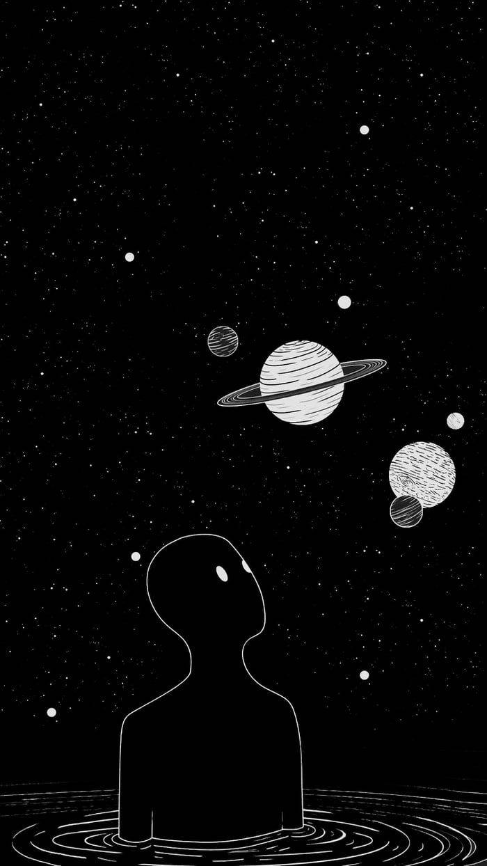 Aesthetic ng Kalawakan na Alien Wallpaper