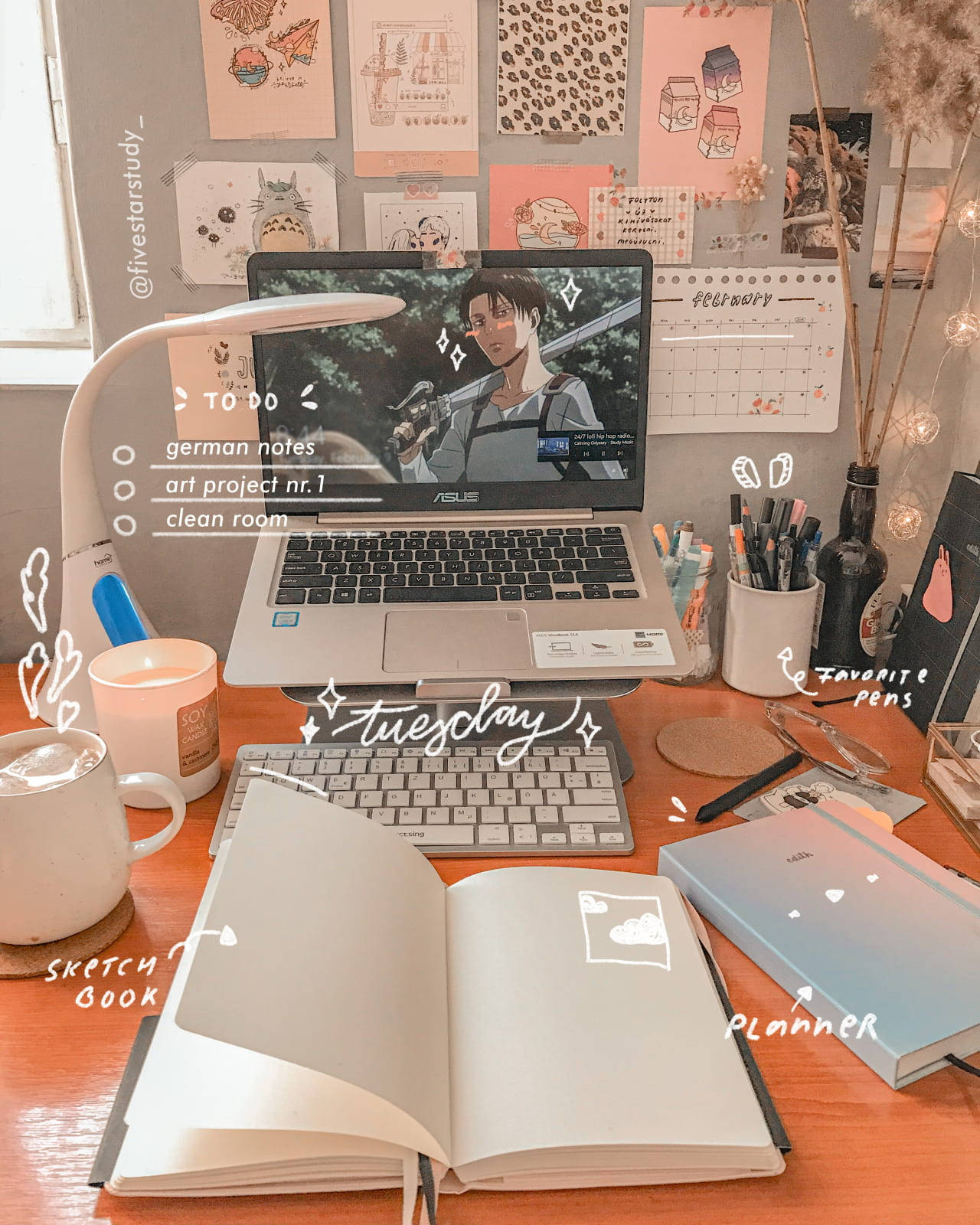 Aesthetic ng Pag-aaral na May Mga Cute na Teksto Wallpaper