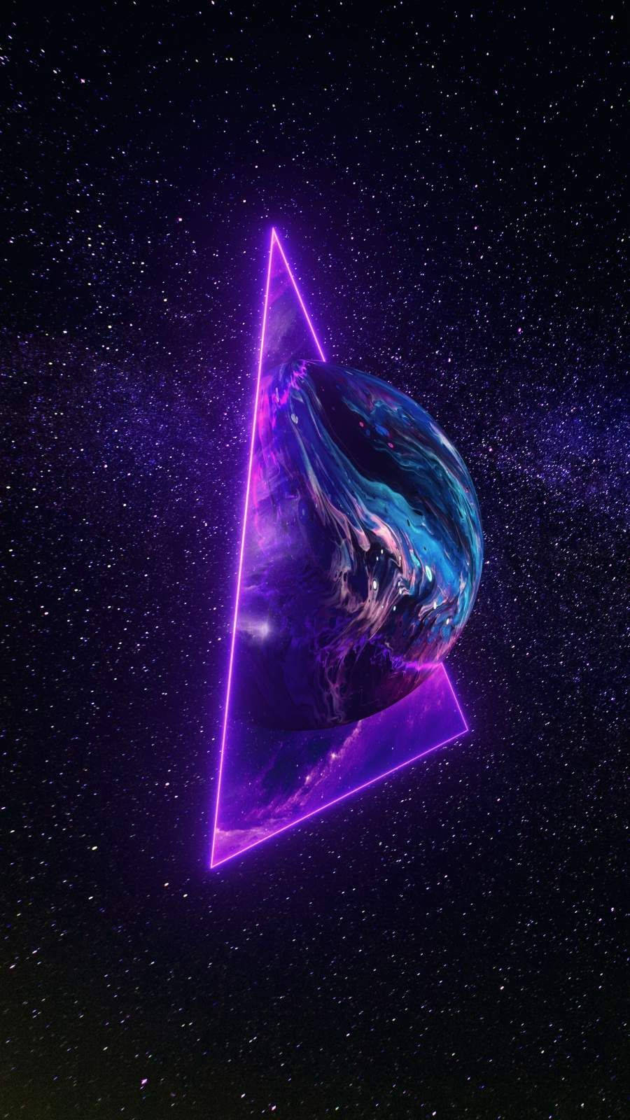 Aesthetic ng Space na Lila na Tatsulok na Daigdig Wallpaper