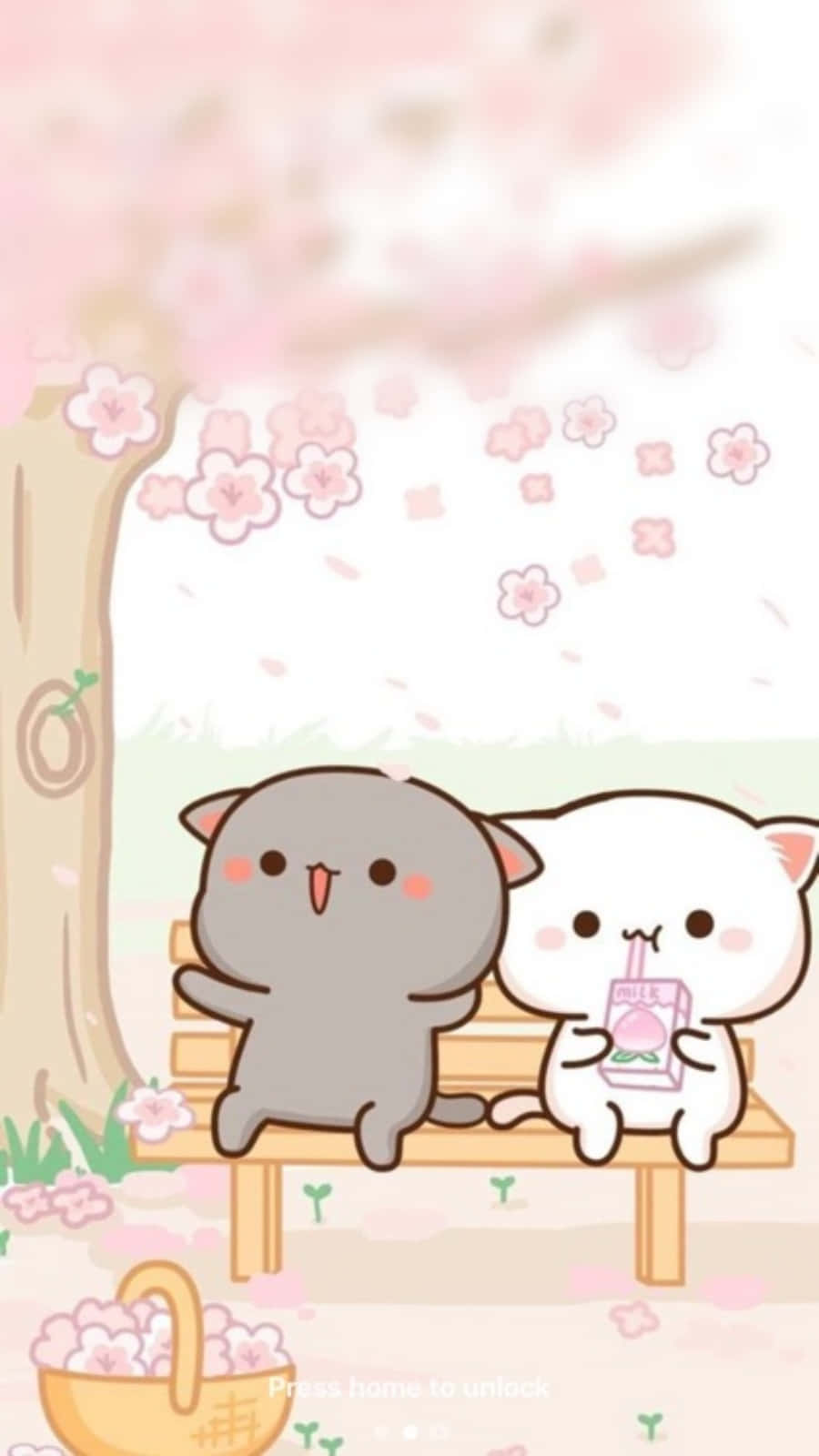 Aesthetic Pink Kawaii Kittens Sa Park Wallpaper