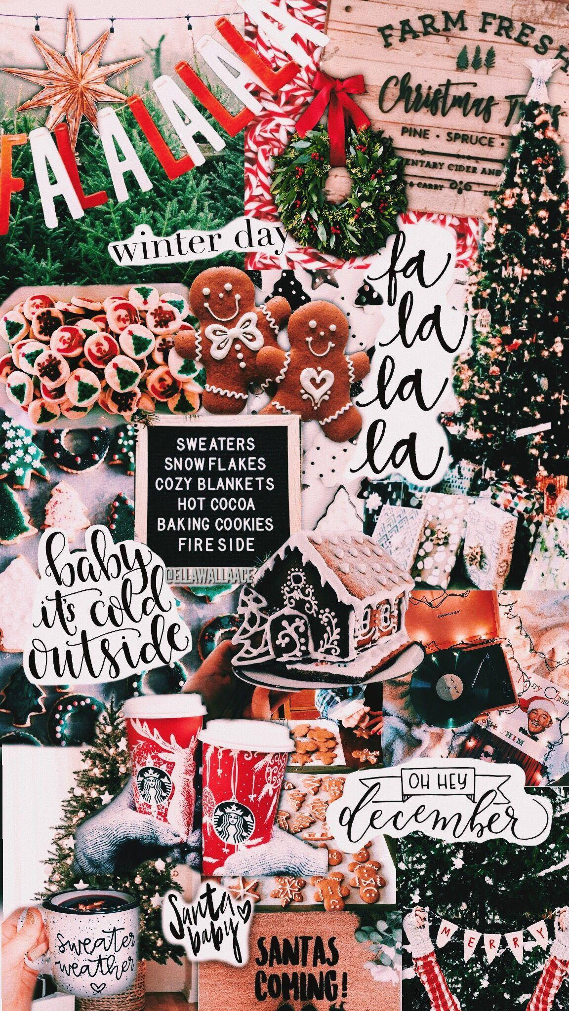 Aesthetic Preppy PFP ng Disyembre na May Temang Pasko Wallpaper