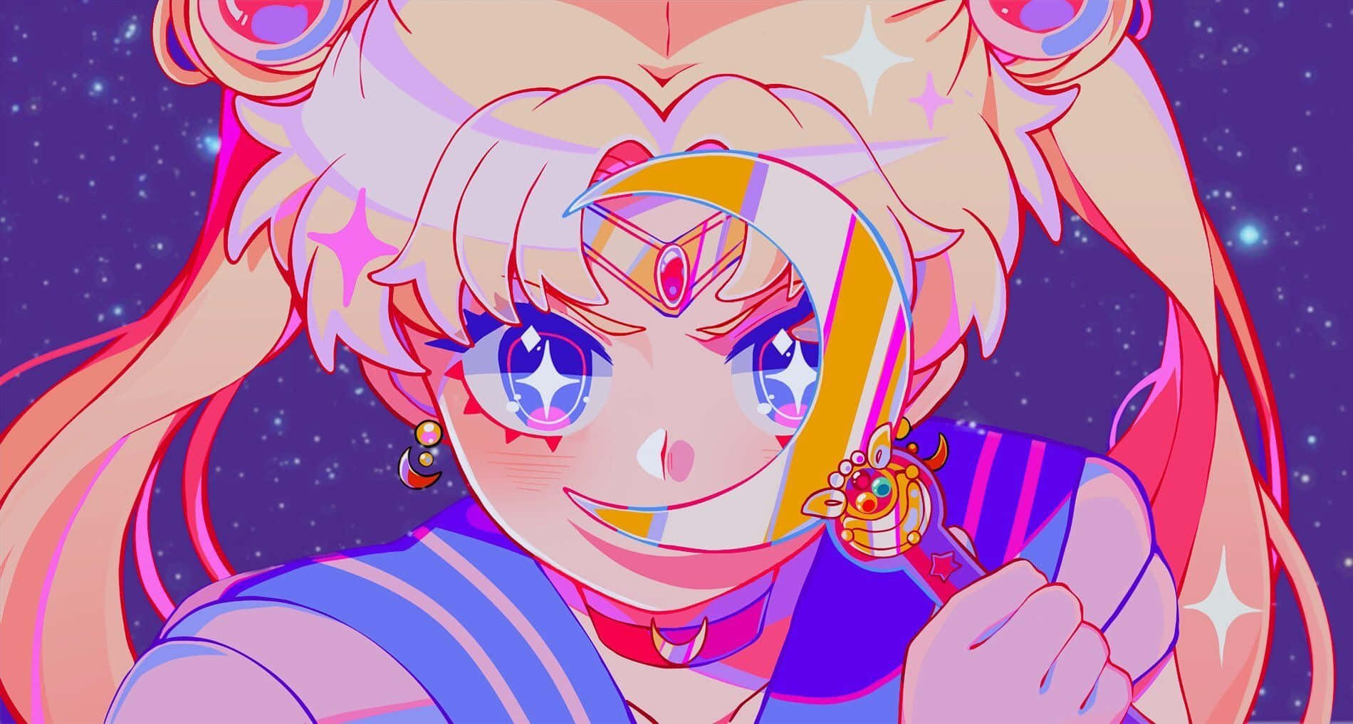 Aesthetic Sailor Moon na may Lilang Kislap Wallpaper