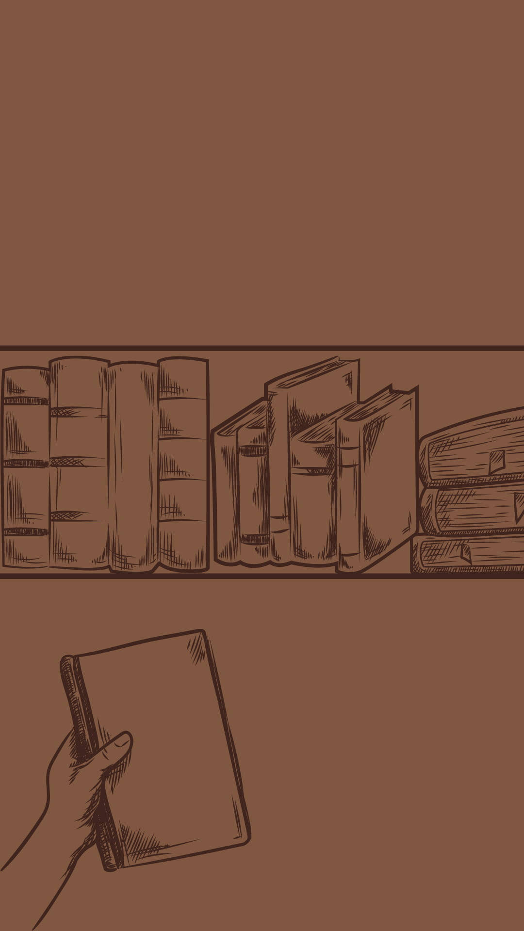 Aesthetic Sketch ng mga Brown na Aklat Wallpaper