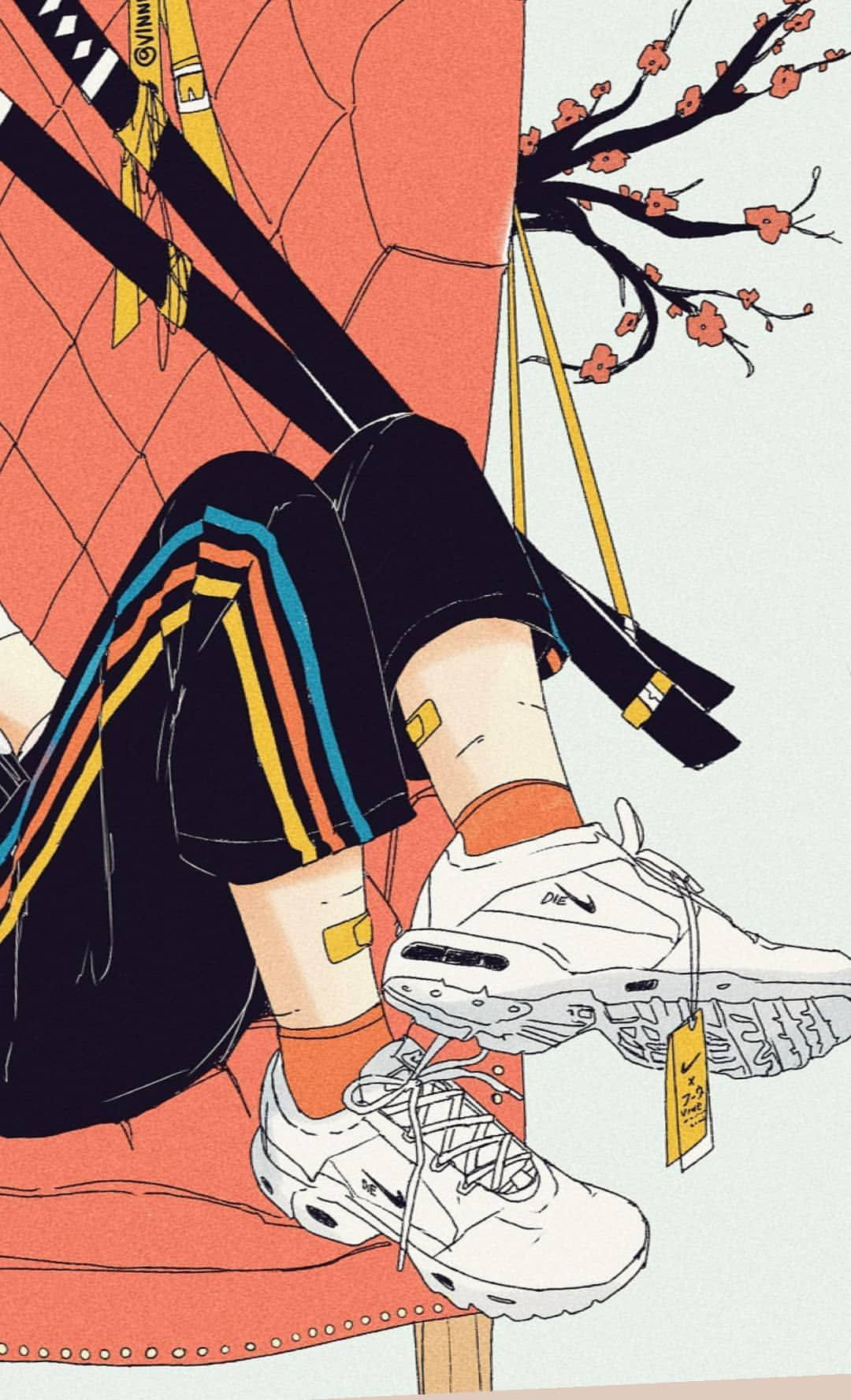 Aesthetic Sketches ng Puting Sapatos Wallpaper