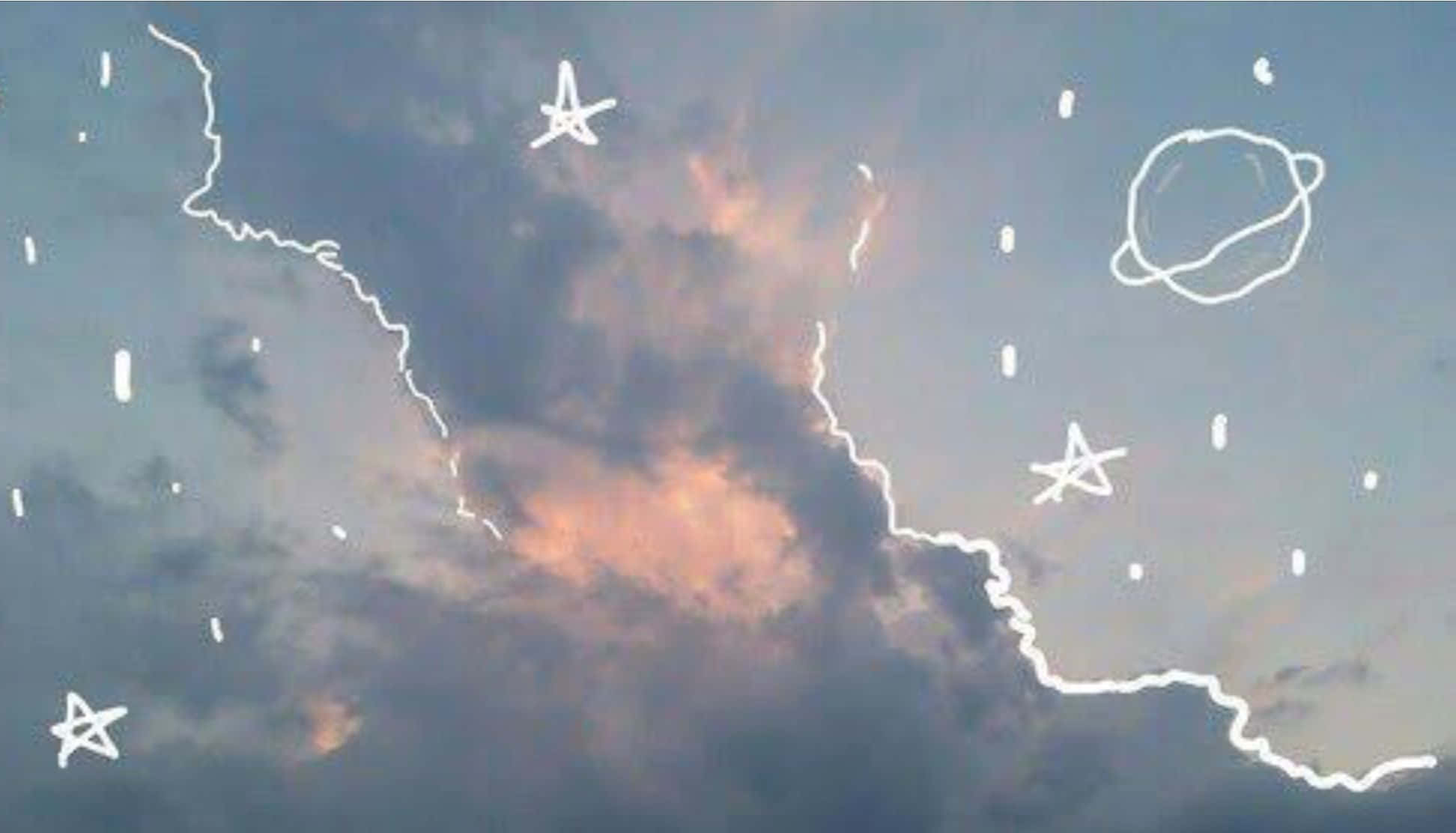 Aesthetic Star Doodles Sa Langit Laptop Wallpaper