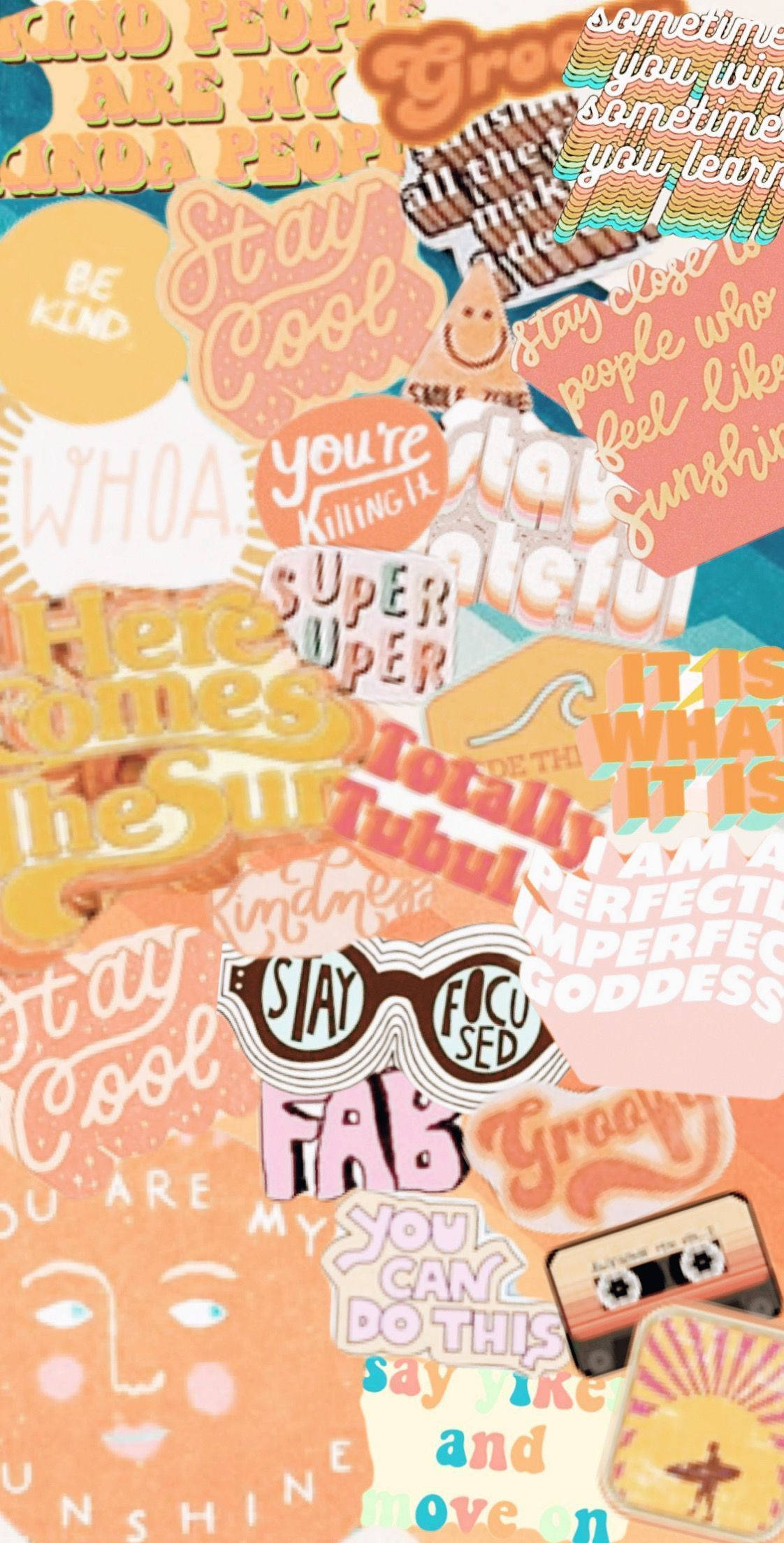 Aesthetic VSCO Collage na May Tema na Kahel Wallpaper