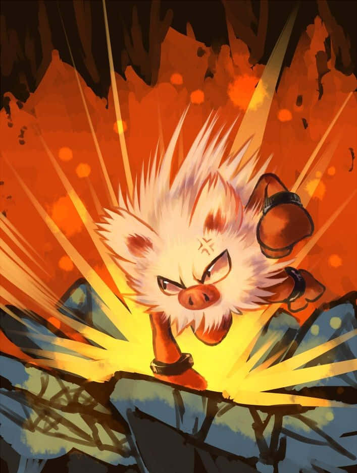 Agresibong Primeape Pokemon na Sumusuntok Wallpaper