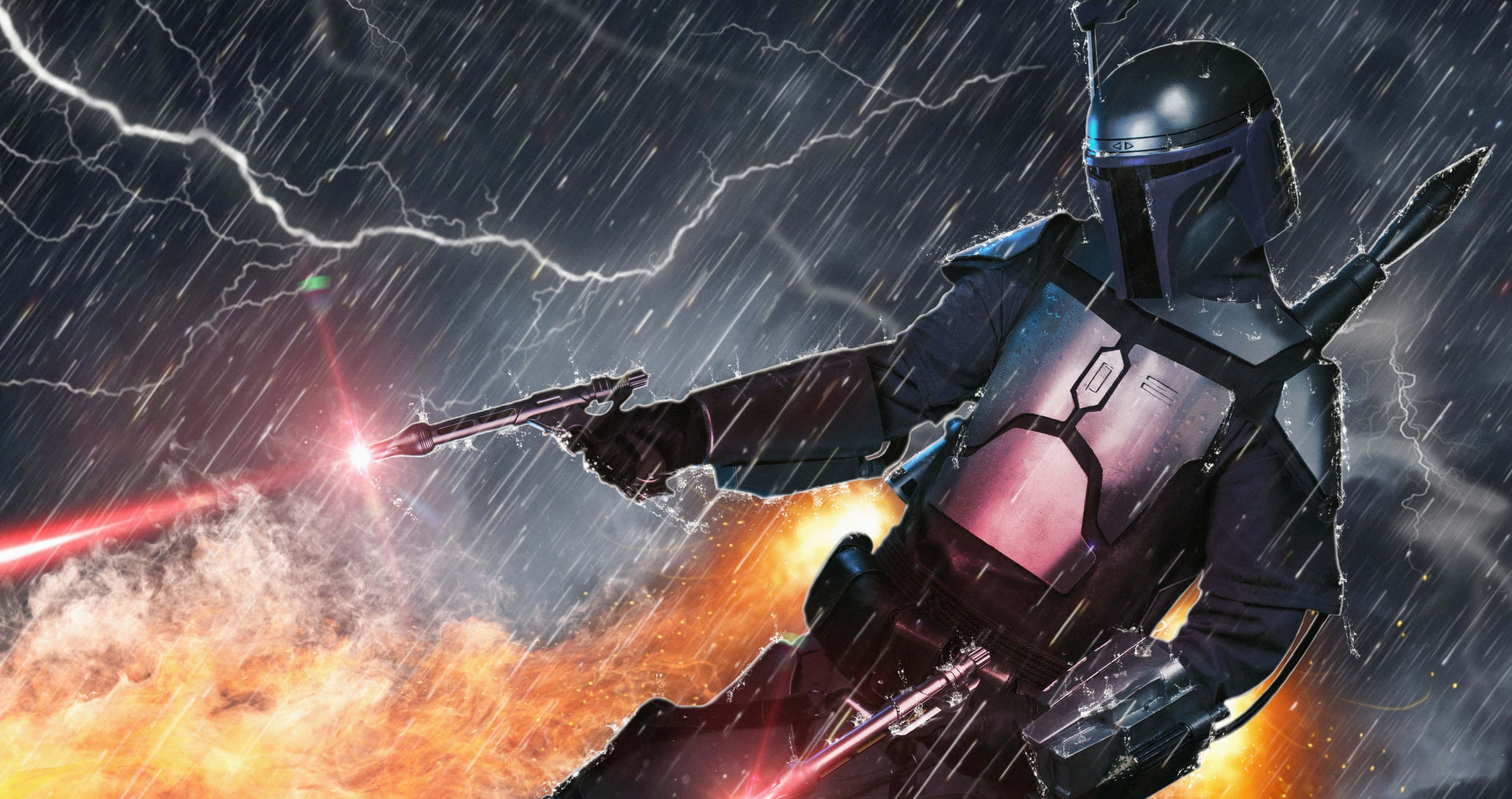 Aksyon Ang Mandalorian Pagsabog Habag Wallpaper
