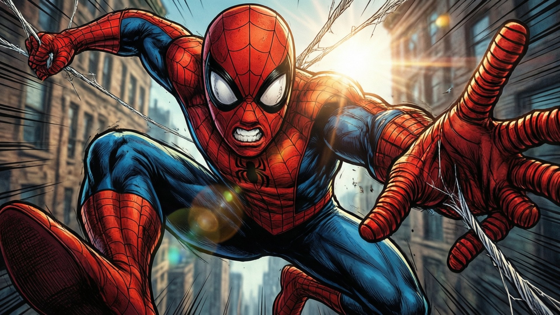 Aksyon ng Pag-ugoy ni Spiderman Wallpaper