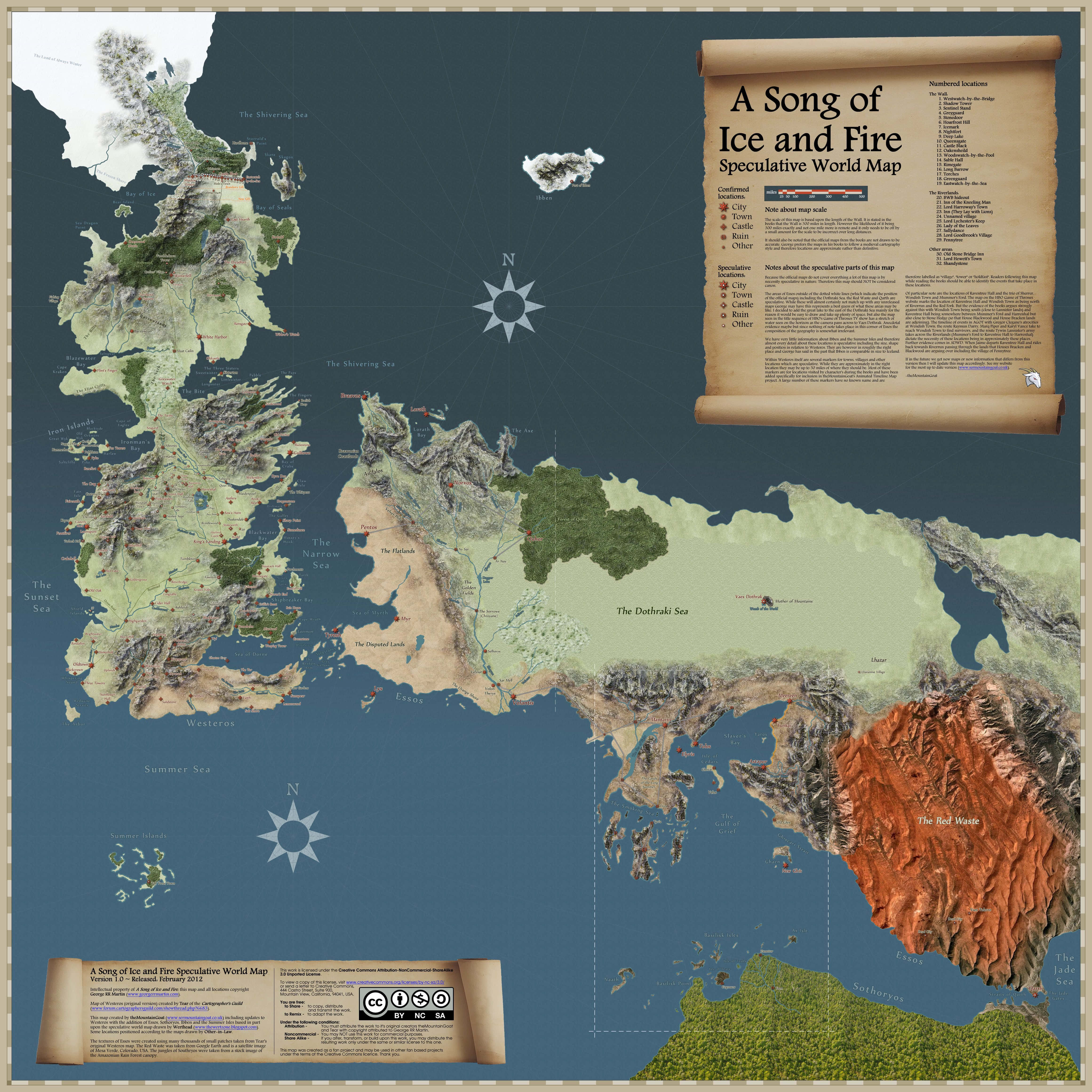 Alamat ng Mapa ng Game of Thrones Wallpaper