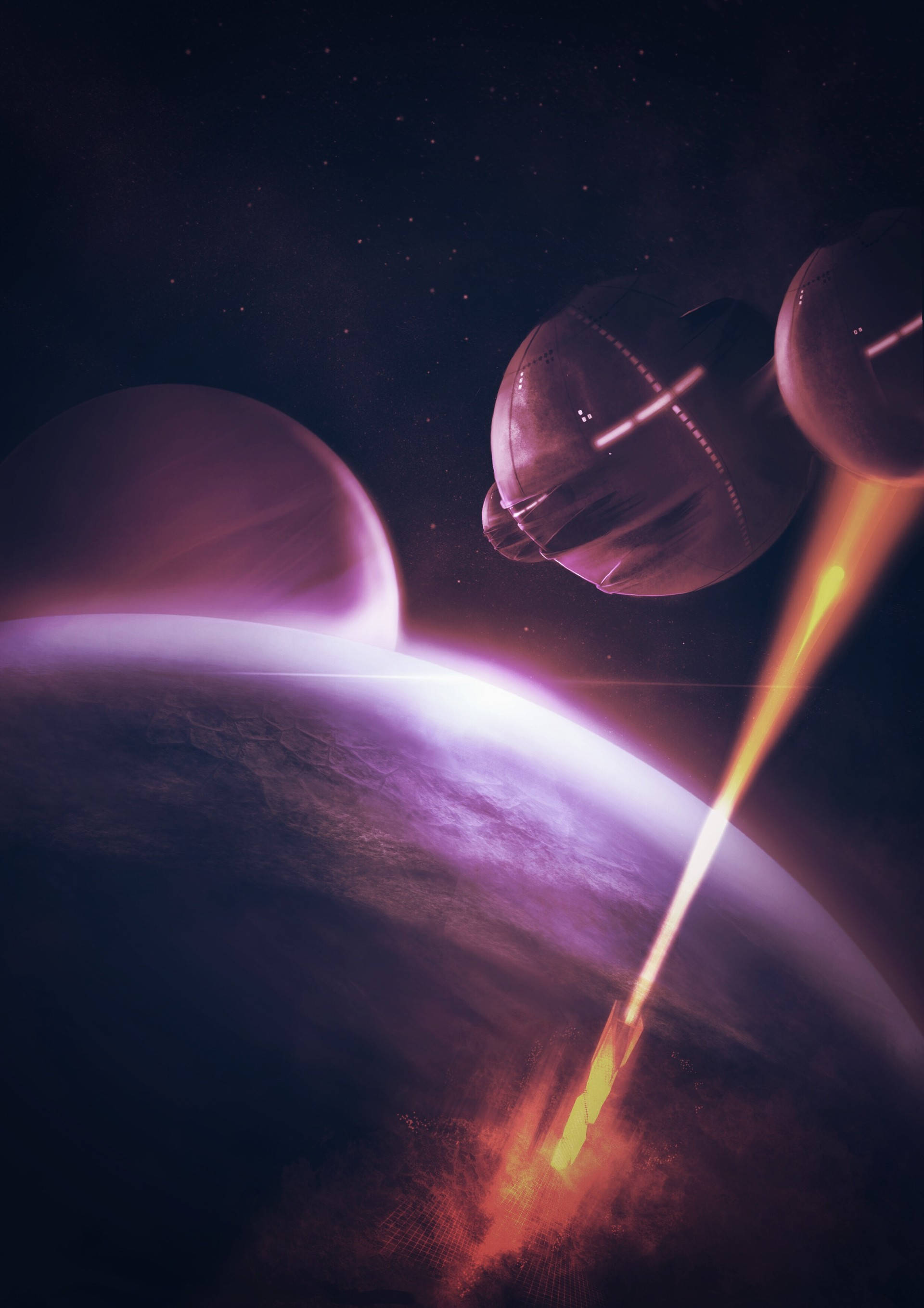 Alien ship attacking a city Wallpaper
