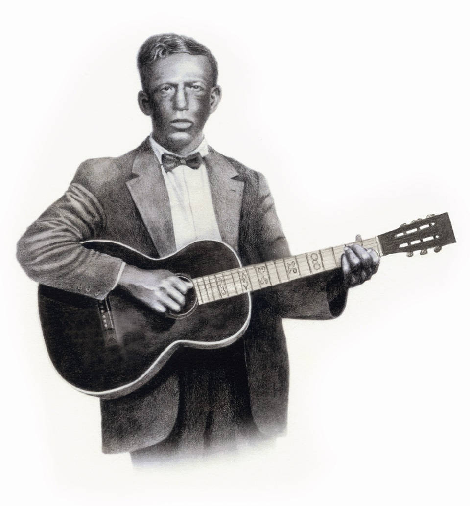 American Bluesman Charley Patton na May Gitara Wallpaper