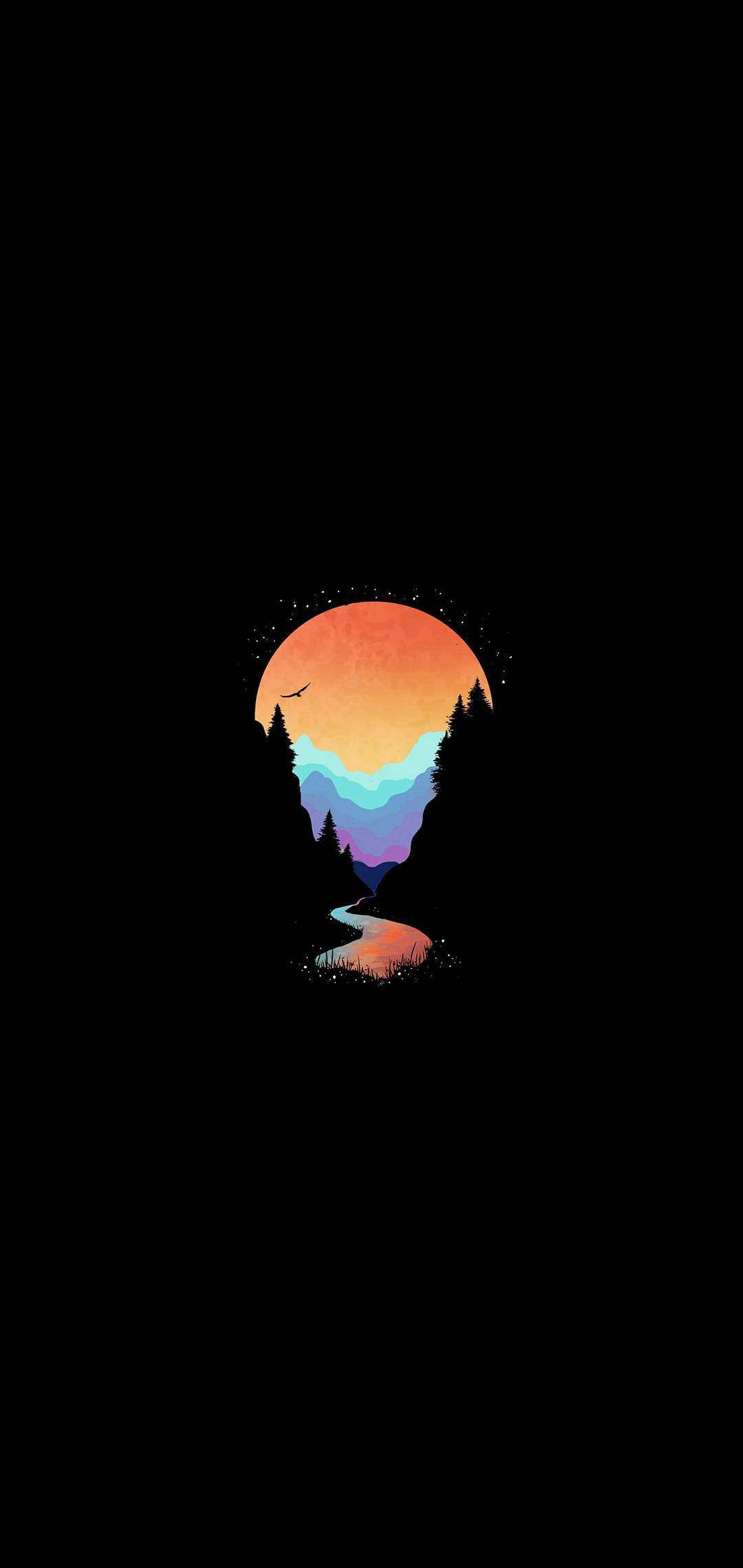 AMOLED Mountain Streams Wallpaper