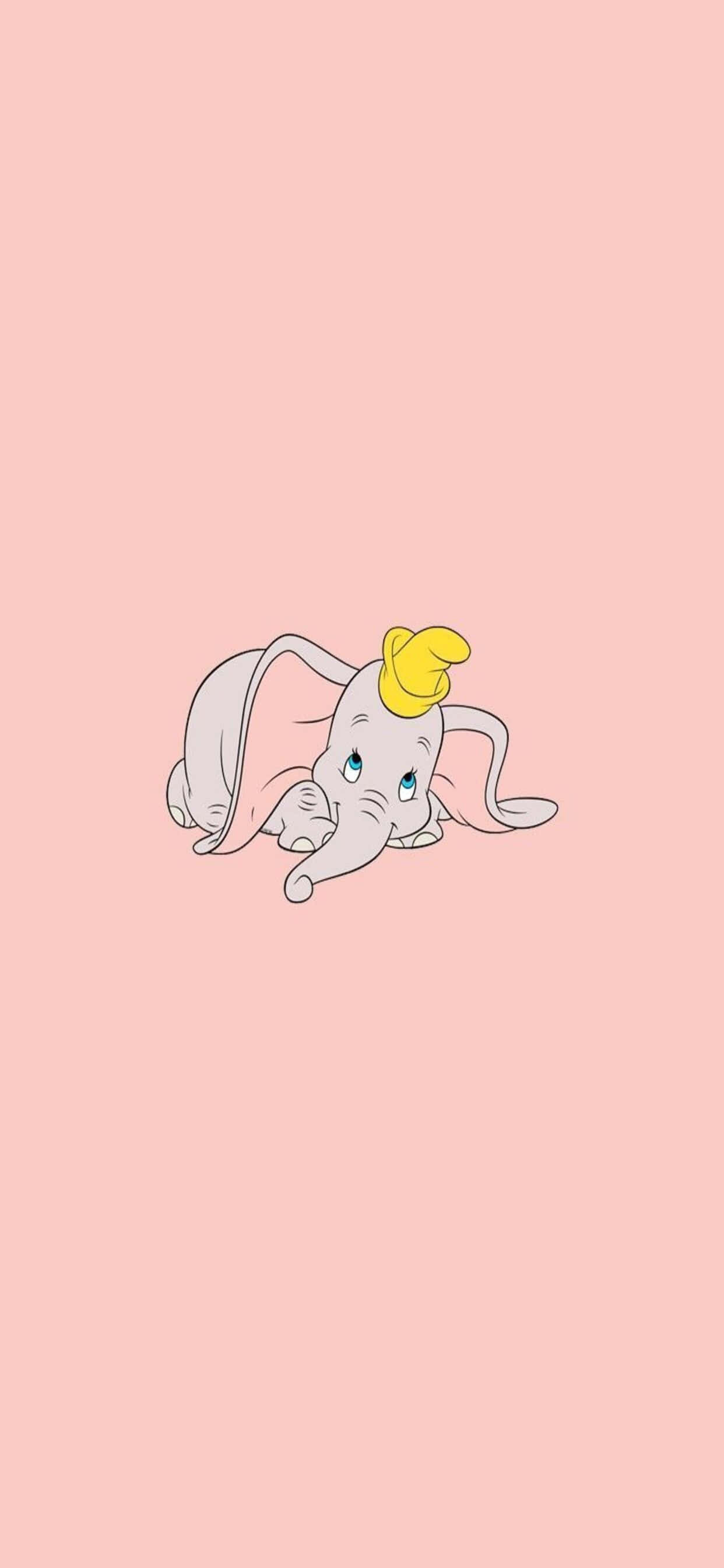 isang elepante na may dilaw na sumbrero sa isang pink na background Wallpaper