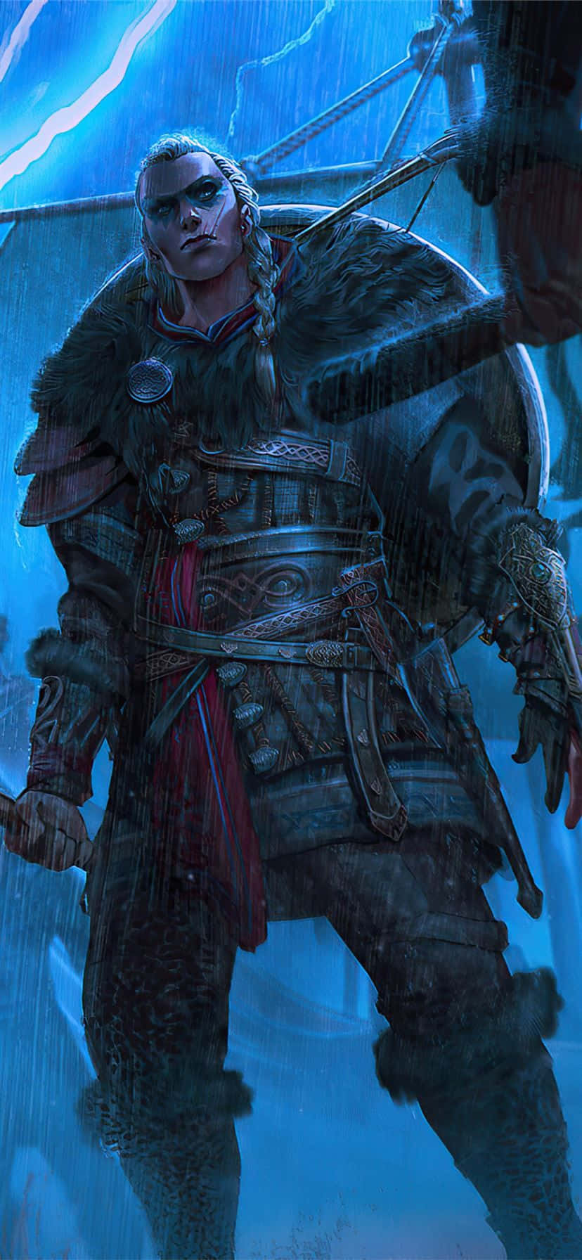 Android Assassin's Creed Valhalla Background Standing Wallpaper