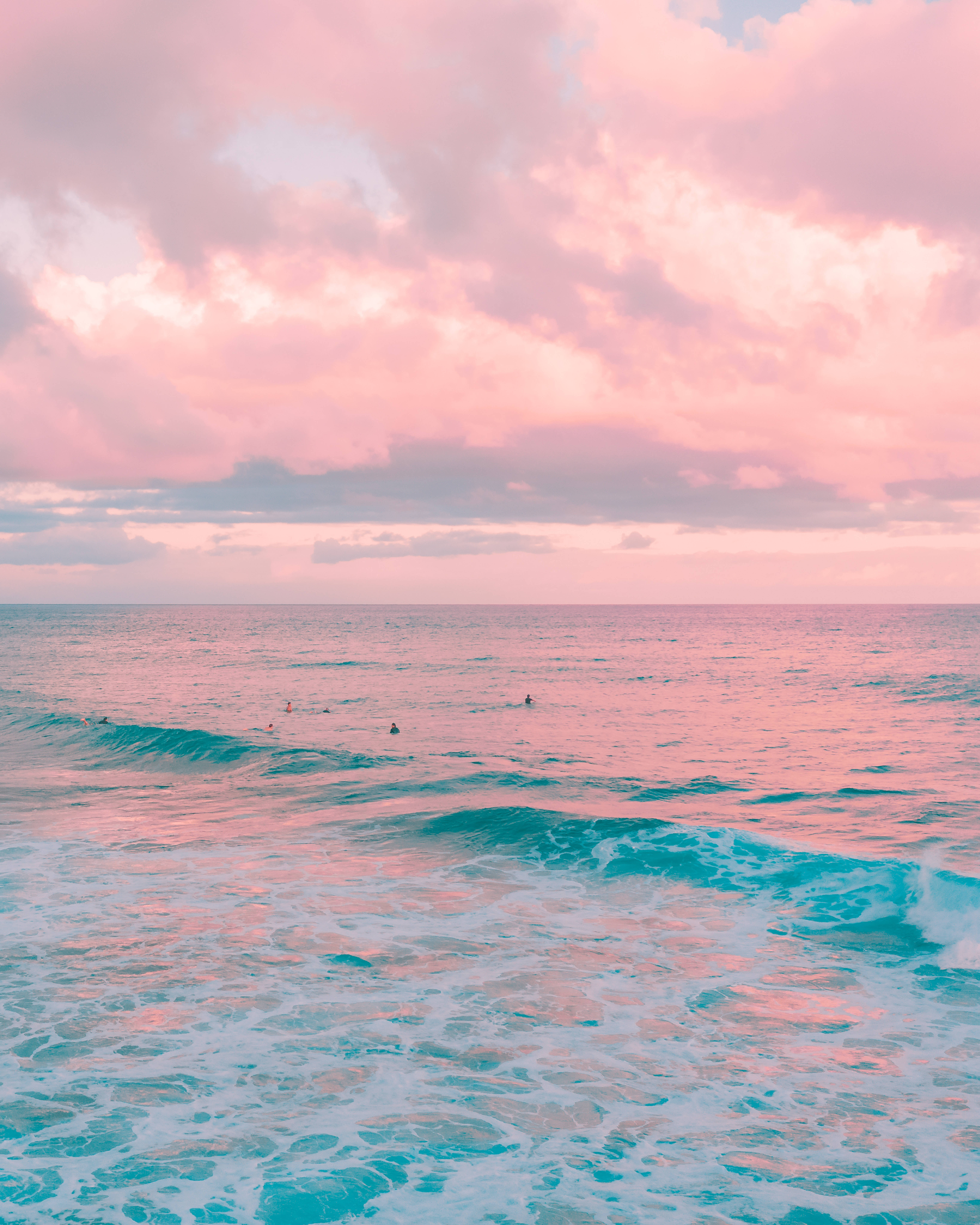 Android Beach na Kulay Rosas at Asul Wallpaper