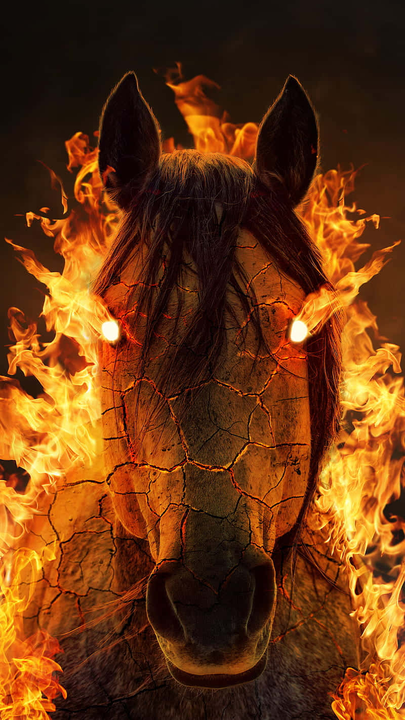 Android Fire na may Nagniningas na Kabayo Wallpaper