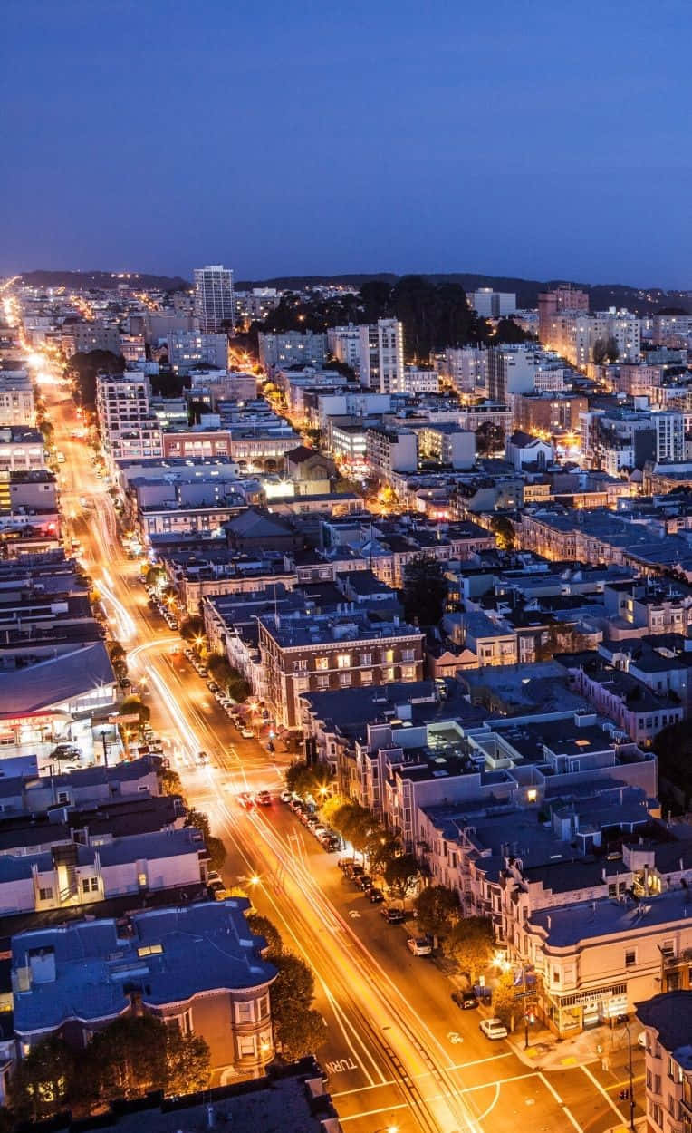 Android San Francisco Background Beaming Lights Wallpaper
