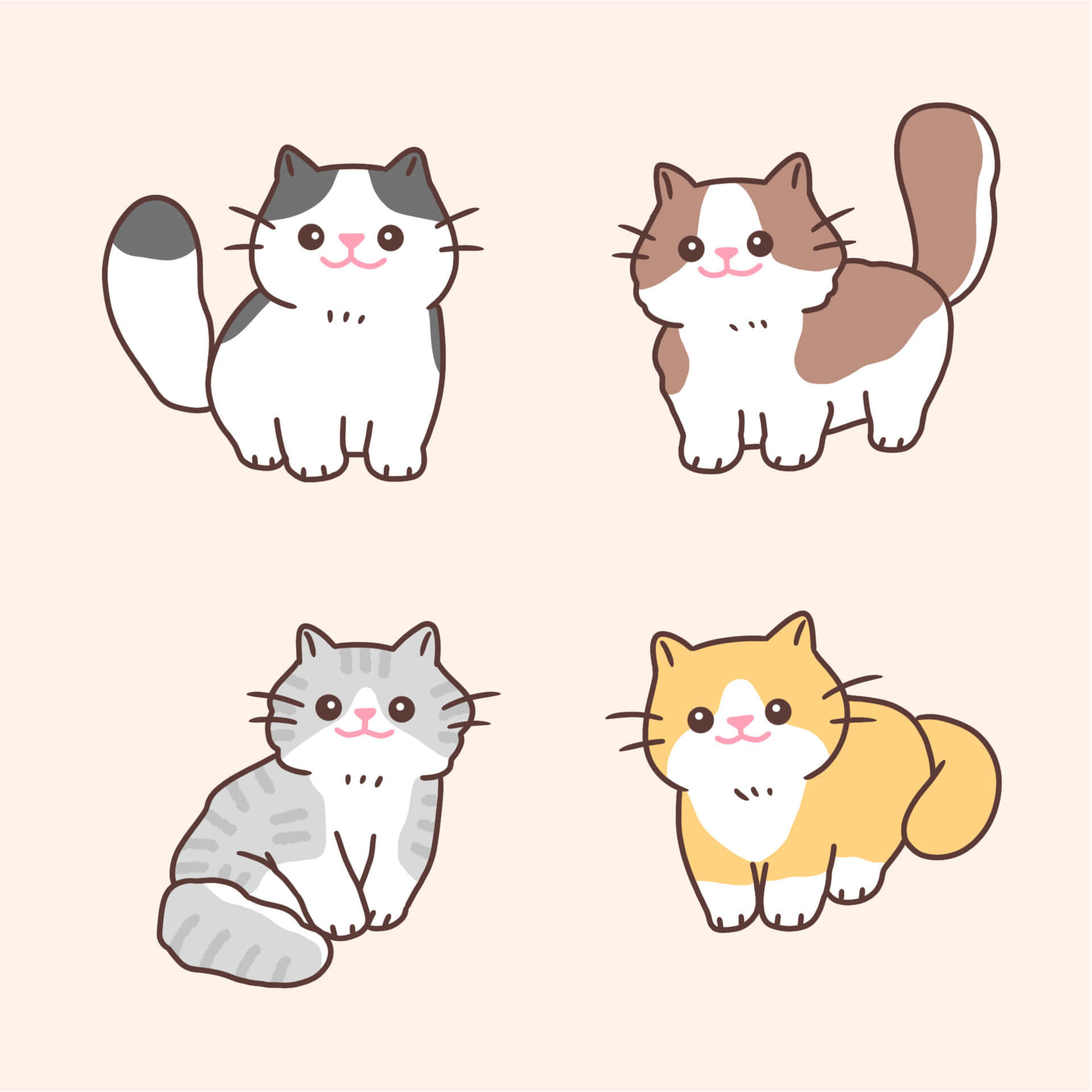 Ang cartoon na pusang ito ay natutulog sa sikat ng araw. Wallpaper