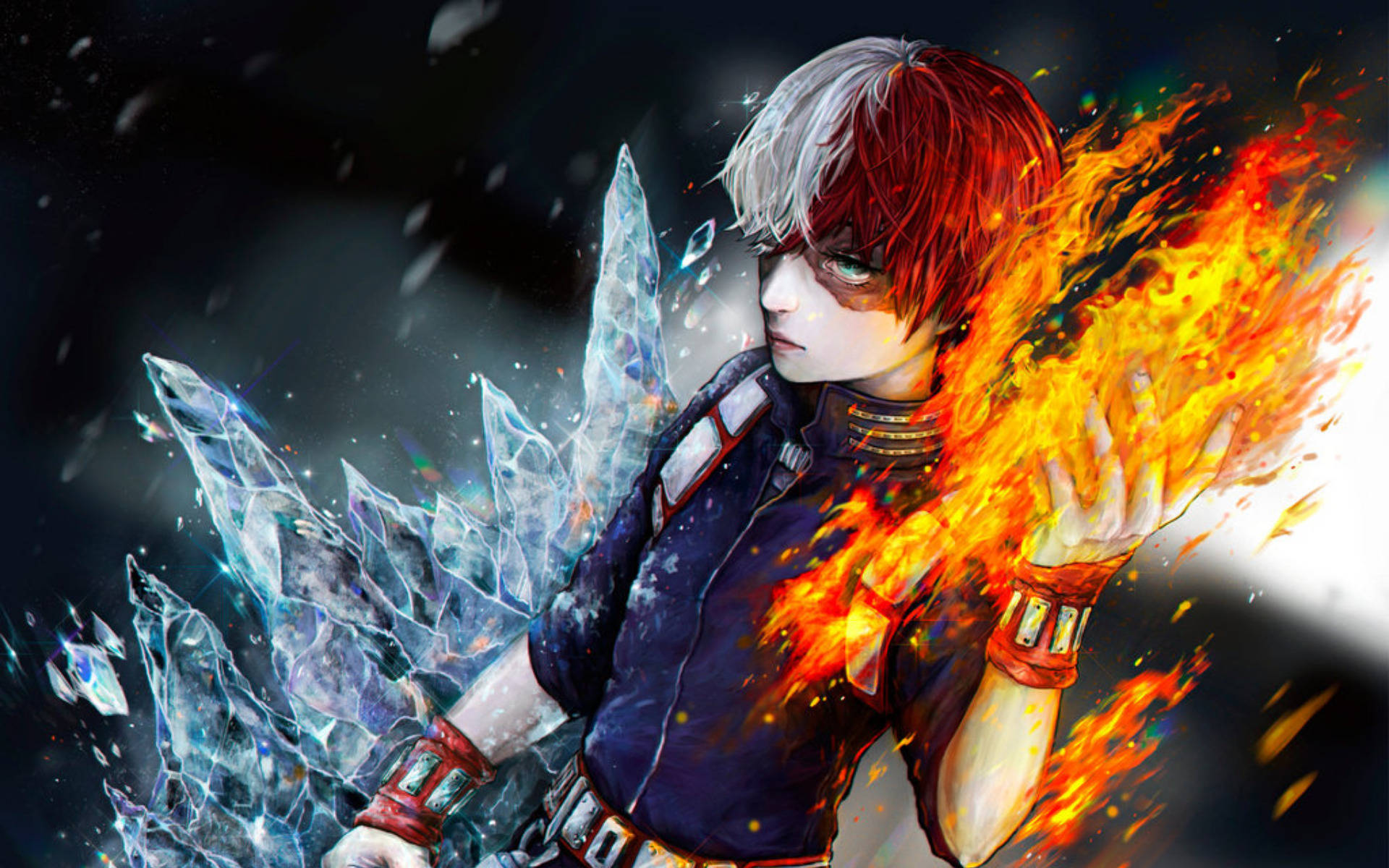 Ang Cute na Bayani na si Todoroki ng Dalawang Elemento Wallpaper
