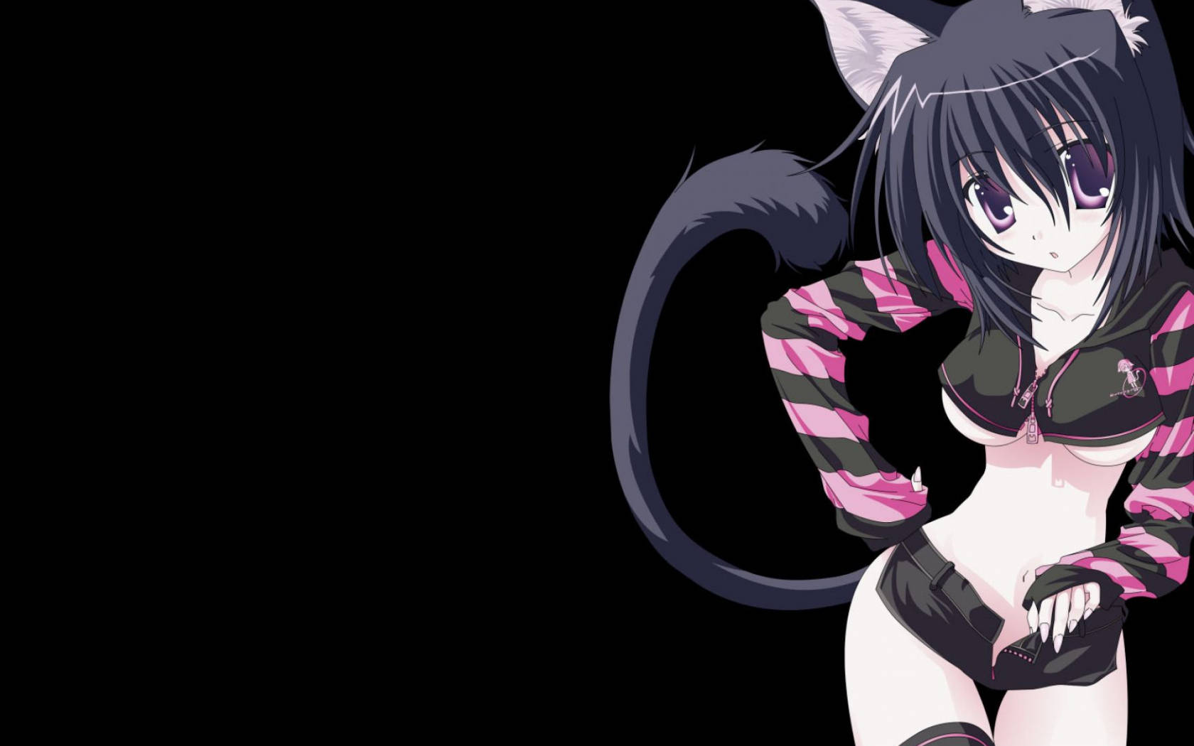 Ang Cute na Itim na Anime na Babaeng Lobo Wallpaper