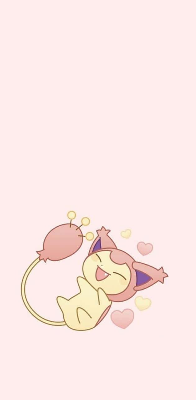 Ang Cute na Pink na Skitty na May Mga Puso Wallpaper
