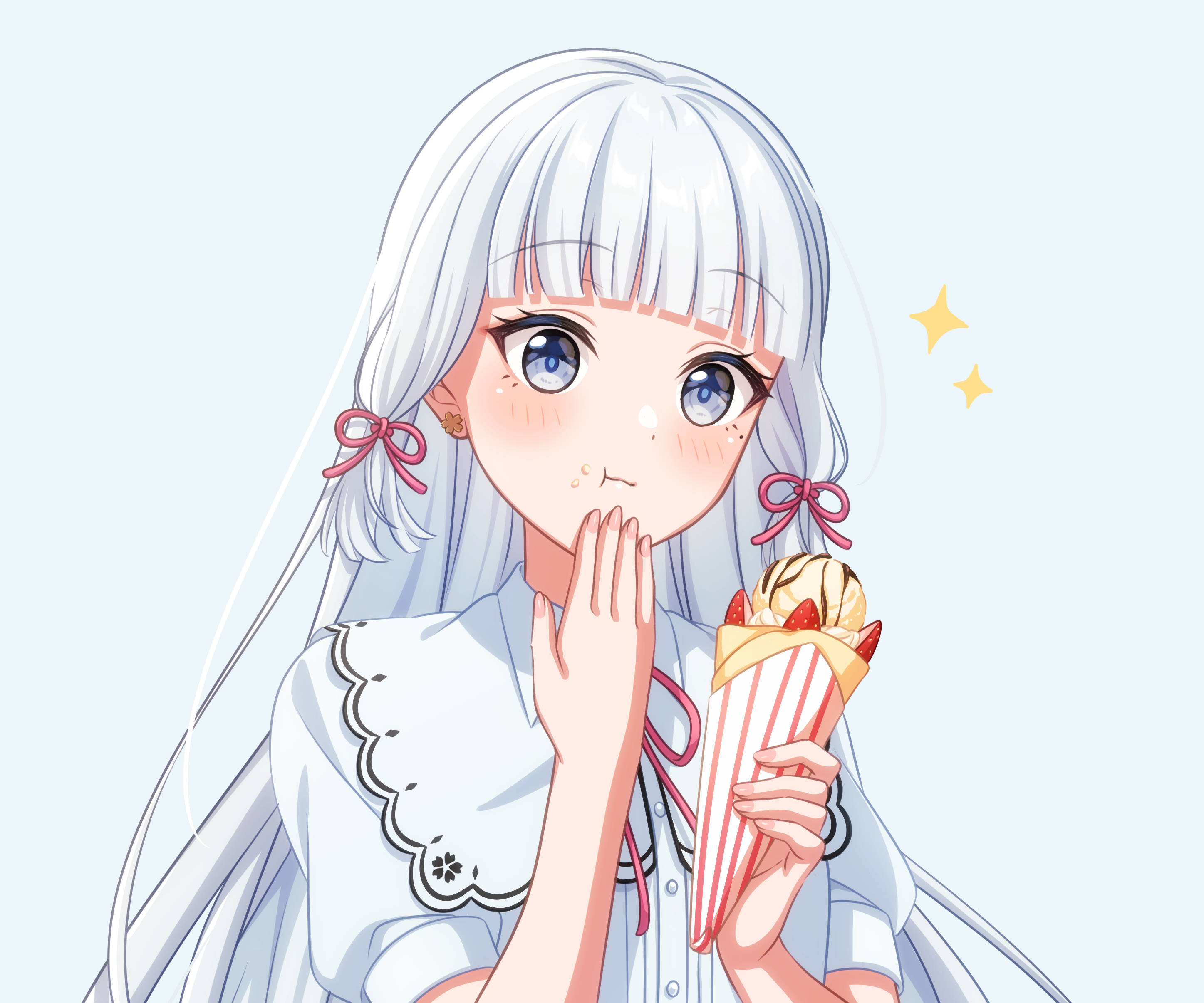 Ang Cute na si Kamisato Ayaka Wallpaper