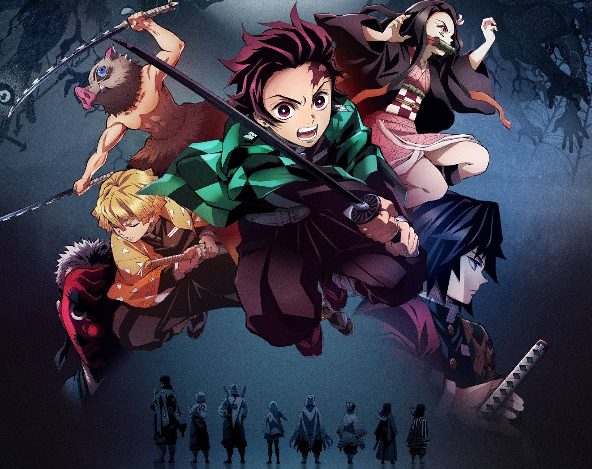 Ang Demon Slayer team handa na para sa laban Wallpaper