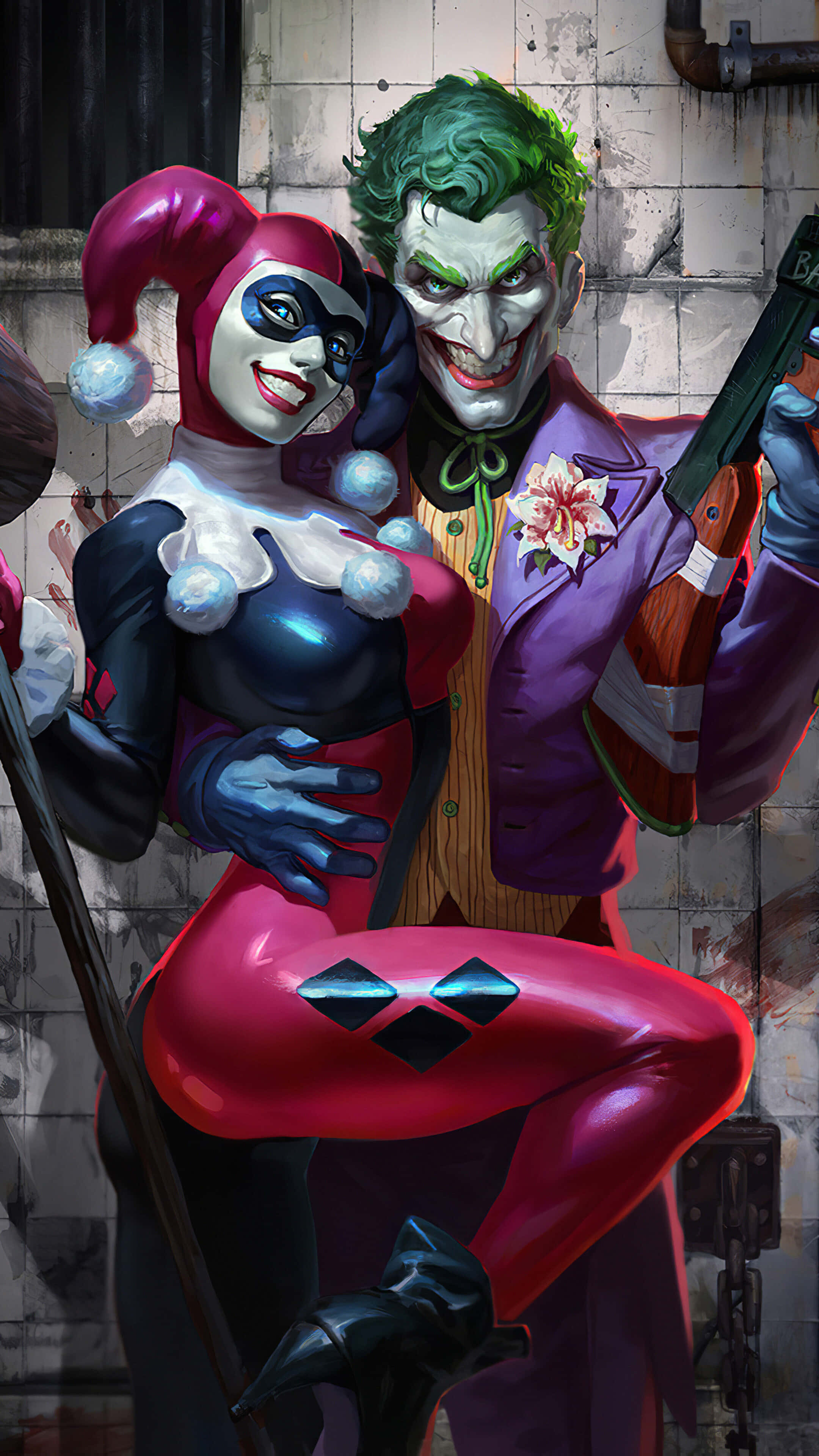 Ang ipinagbabawal na pag-ibig nina Joker at Harley Quinn ay sumisikat sa Suicide Squad. Wallpaper