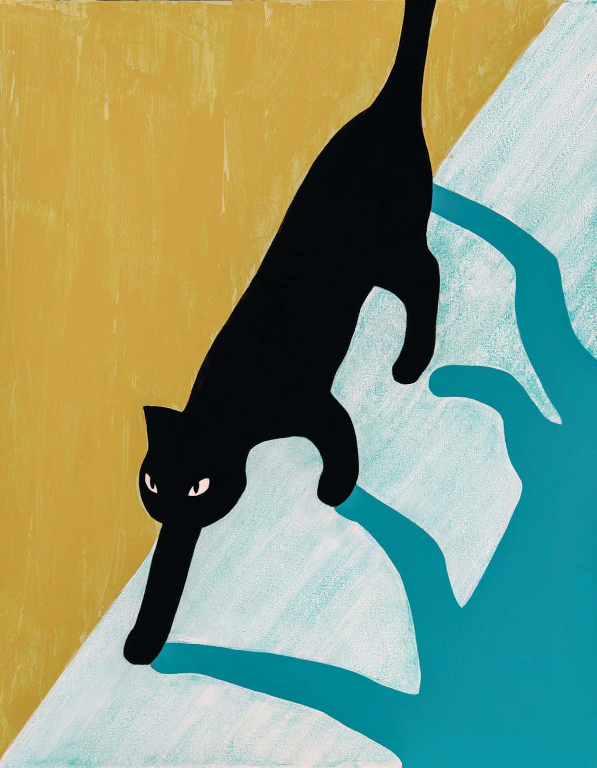 Ang kagandahan ng isang Itim na Pusa, sumisilip sa hindi alam Wallpaper