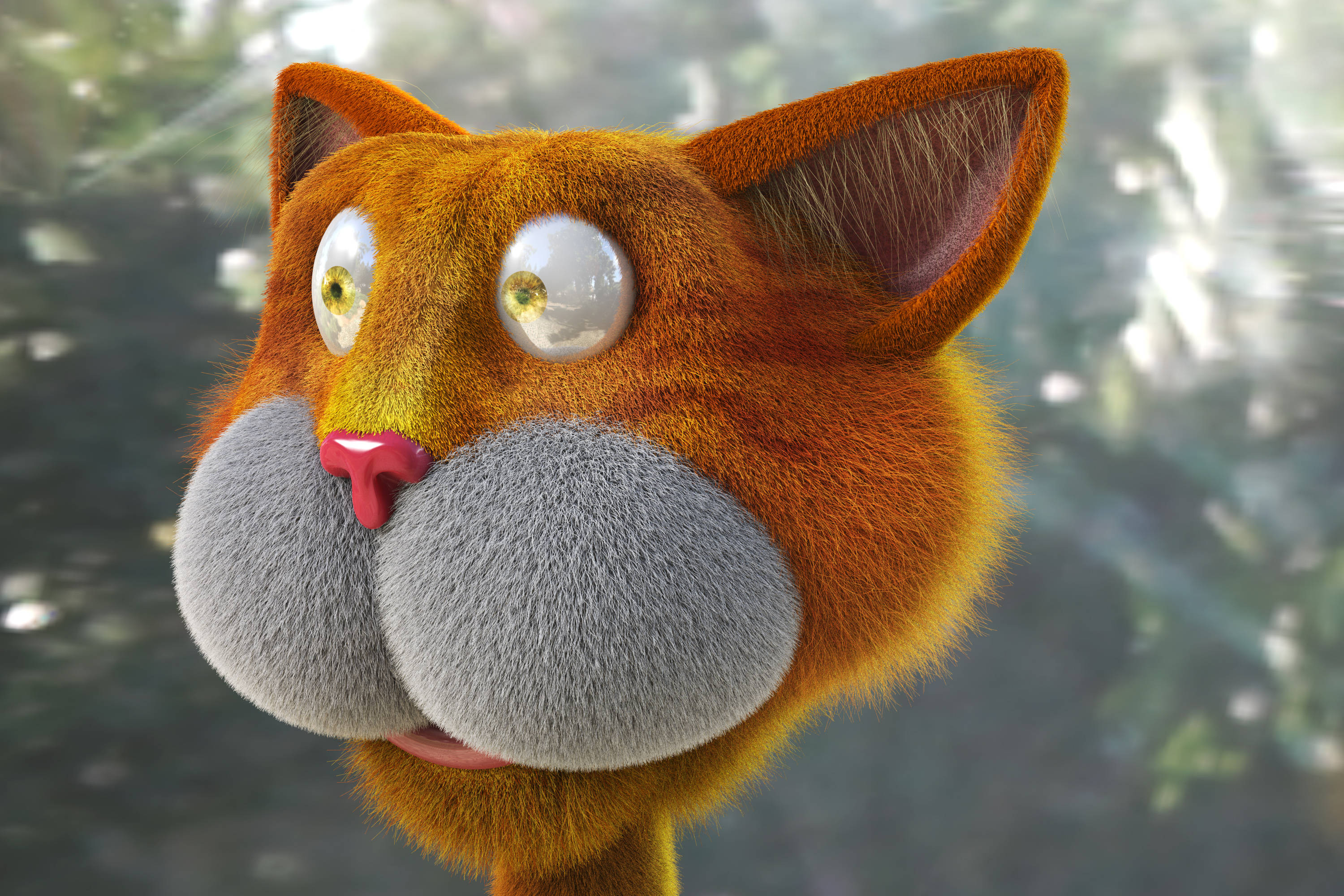 Ang kaibig-ibig na 3D orange na pusa ay magpapasaya sa iyong araw! Wallpaper