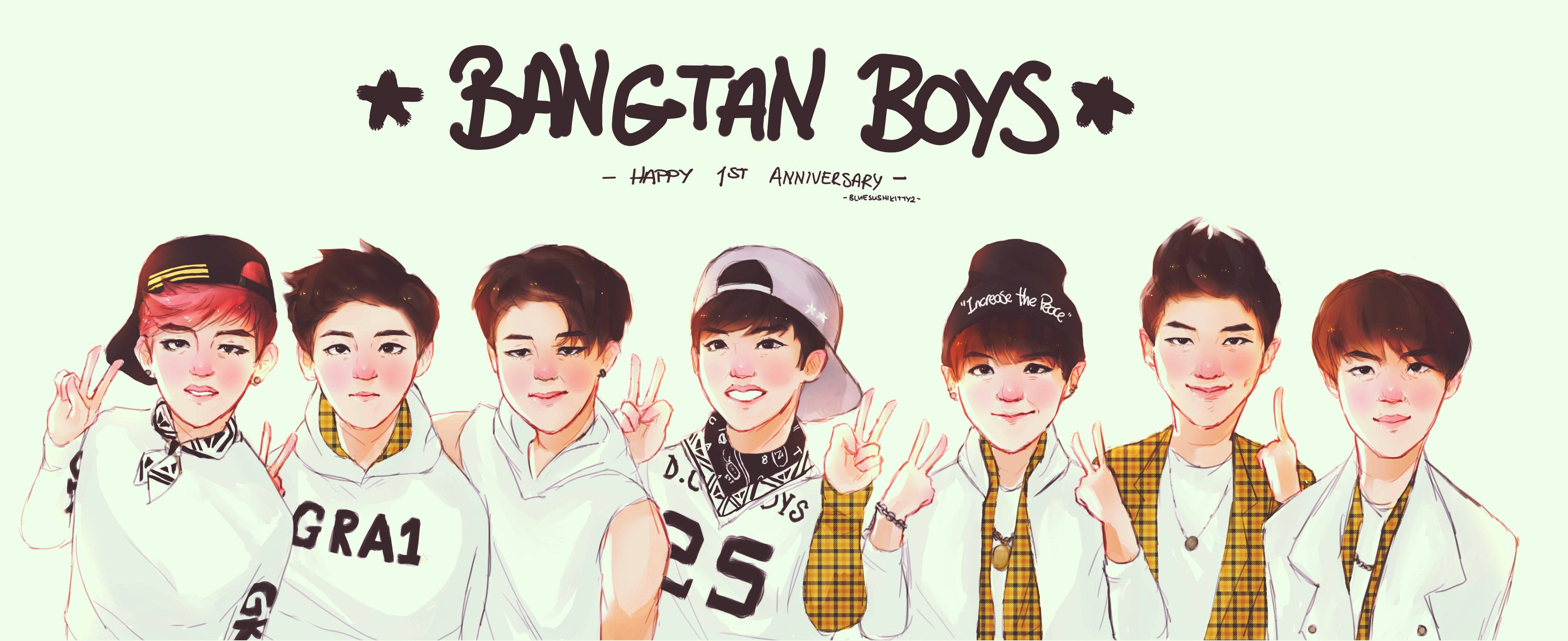Ang Kaibig-ibig na K-Pop Idol Group na BTS Wallpaper