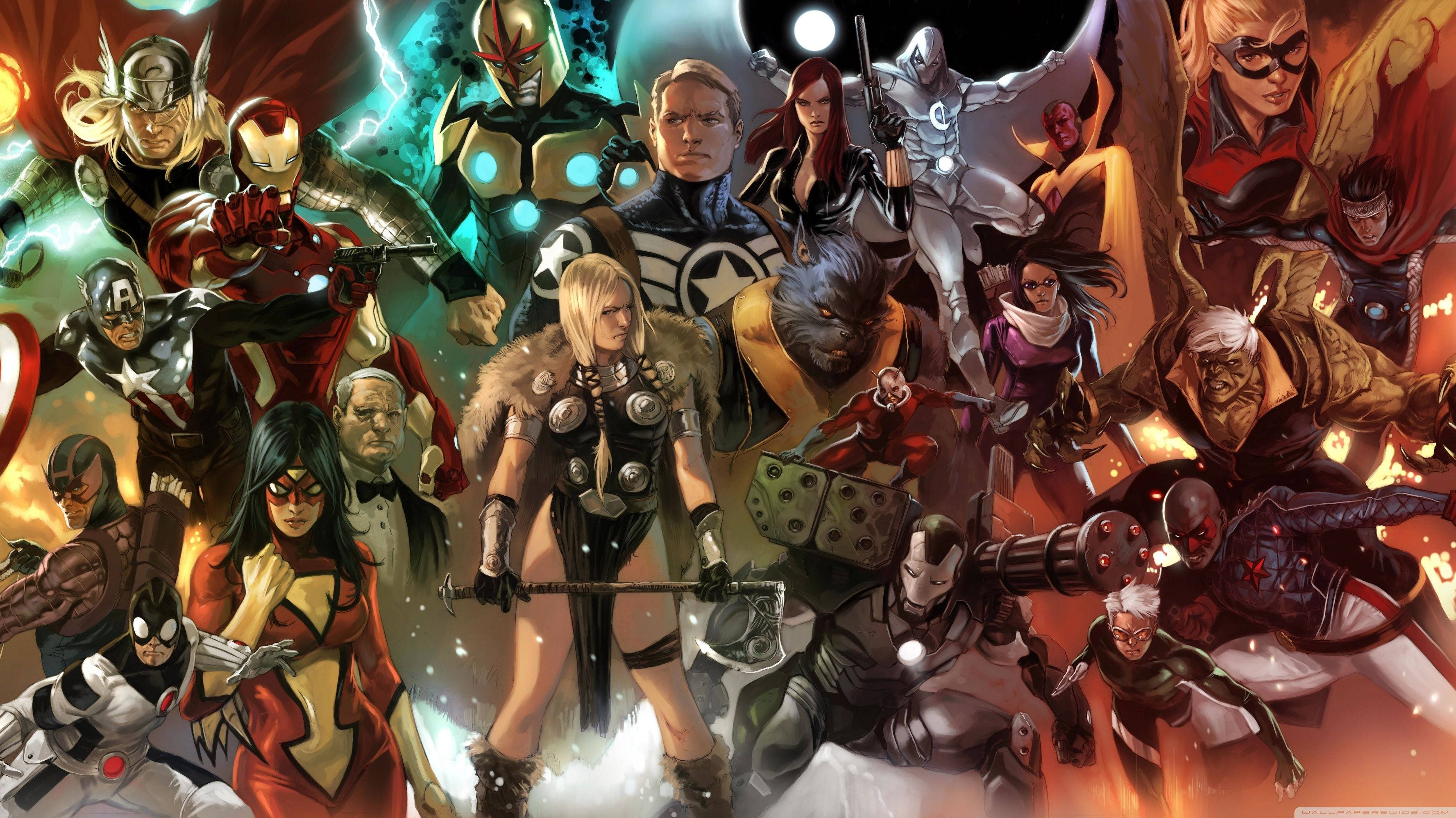 Ang Kamangha-manghang Apat: Mga Karakter ng Marvel Comic Wallpaper