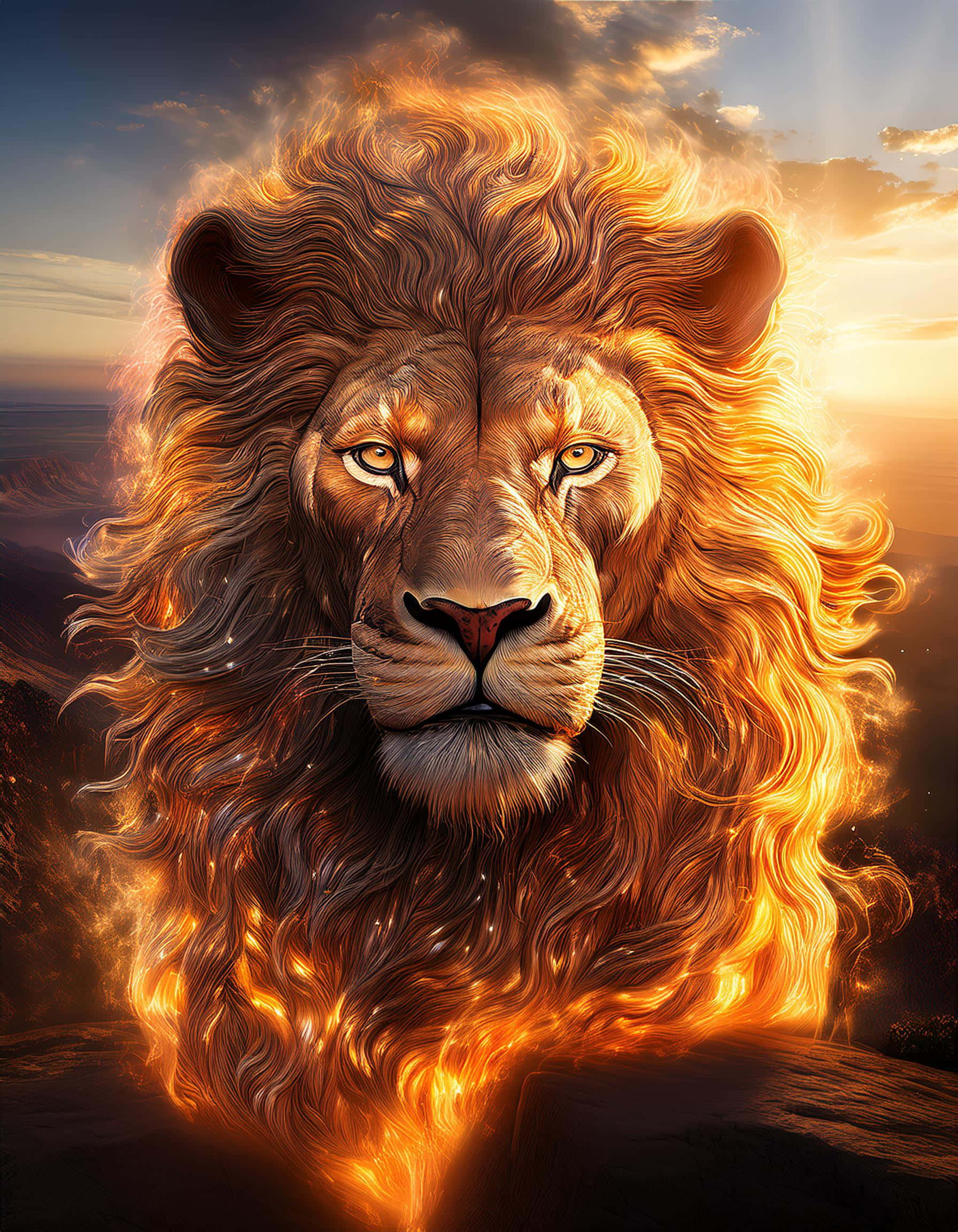 Ang Kapangyarihan ng Maapoy na Mane ng Leon Wallpaper