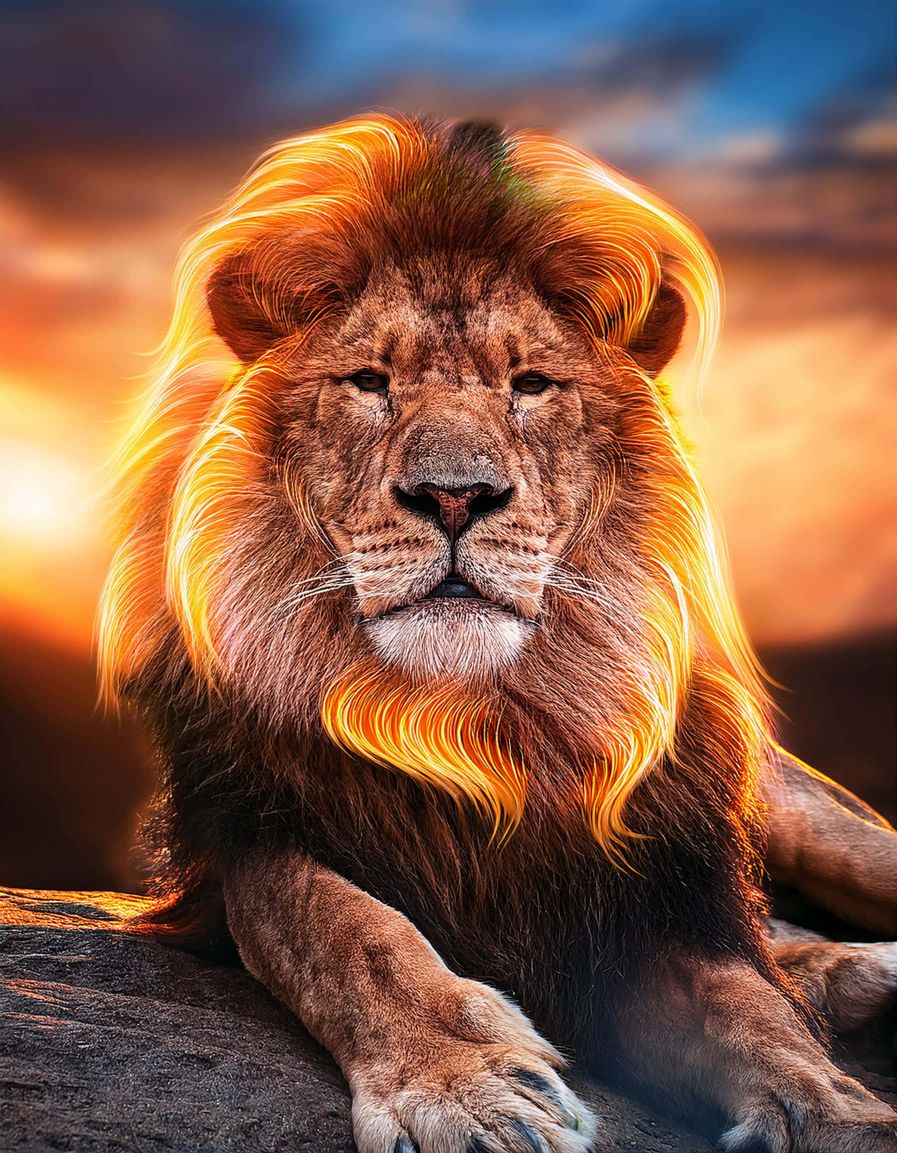 Ang Kapangyarihan ng Nag-aapoy na Mane Lion Wallpaper