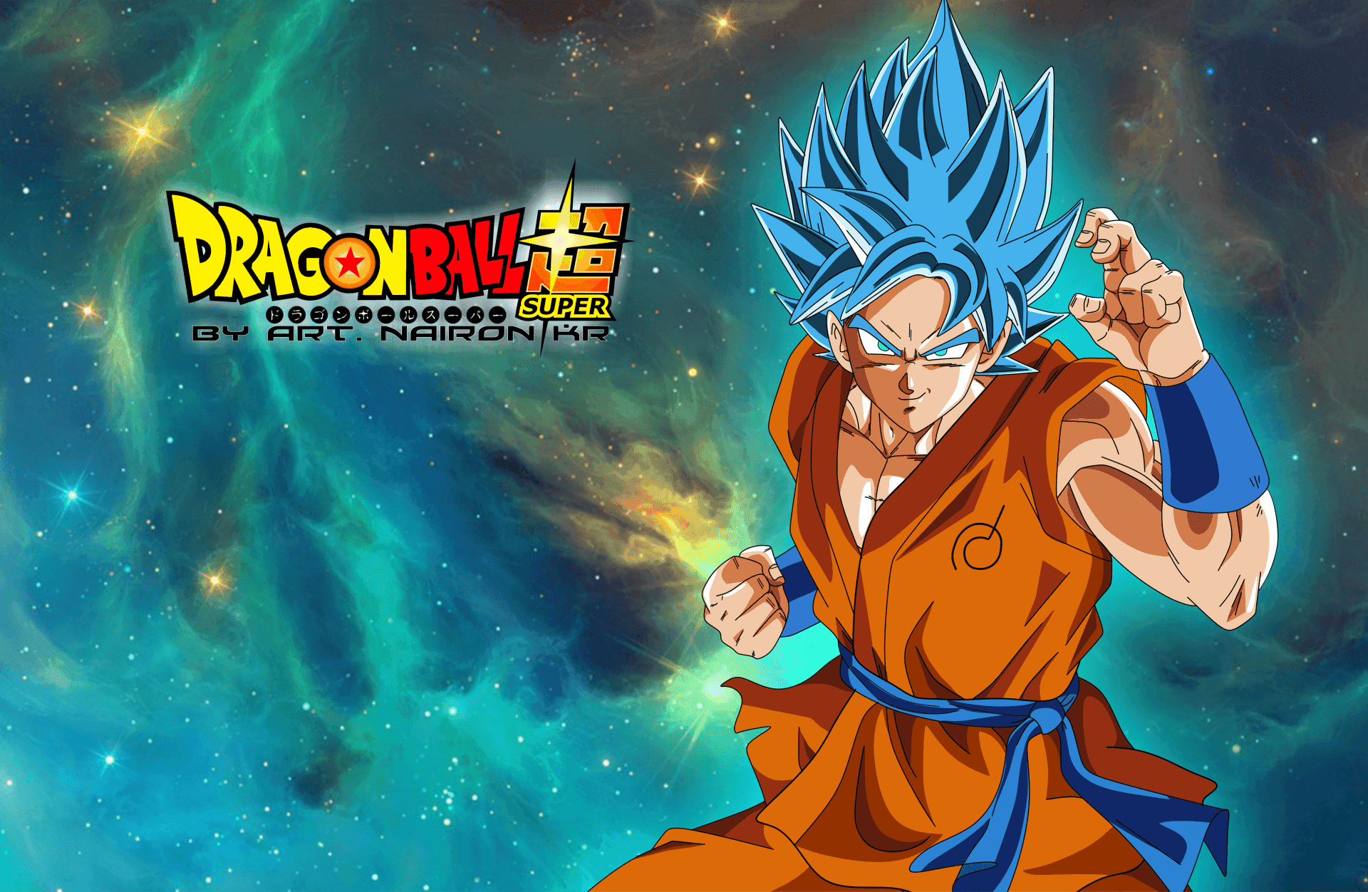 Ang Legendary Super Saiyan na si Goku, sa kanyang Super Saiyan Blue na anyo Wallpaper