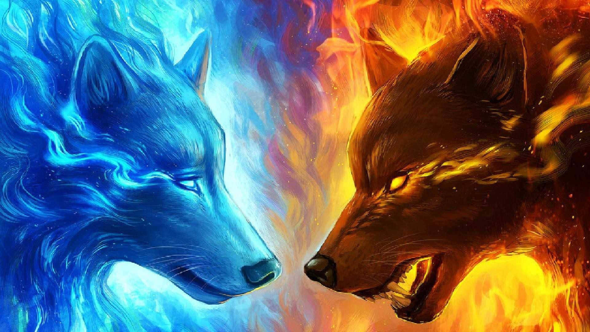 Ang magandang kalangitan ng gabi ng kalawakan ay nagniningning nang maliwanag sa ibabaw ng maringal na lobo Wallpaper