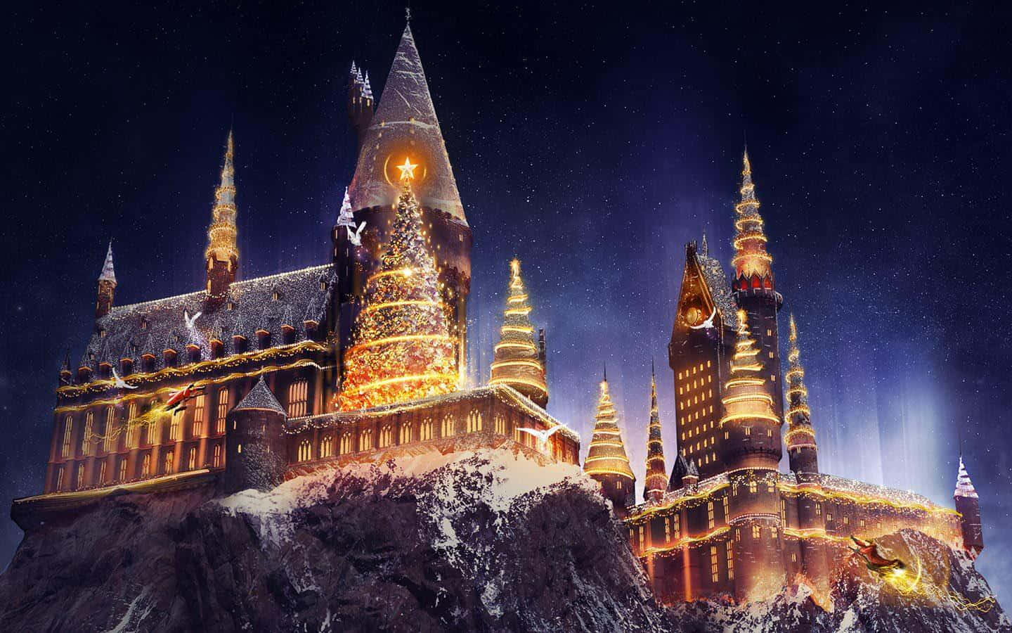 Ang Mahiwagang Mundo ni Harry Potter na Theme Park ng Pasko Wallpaper