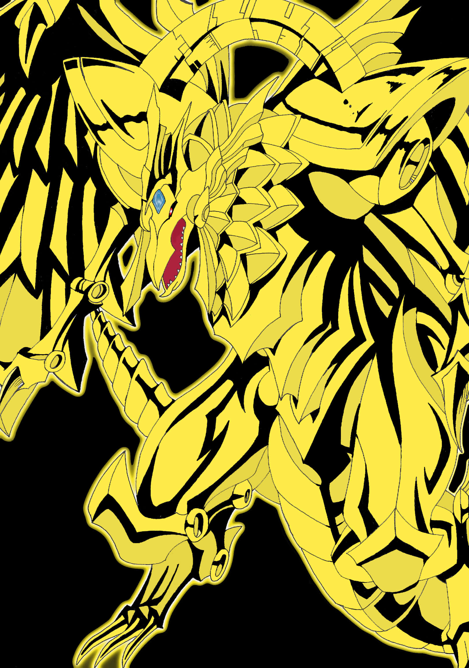 Ang Maypakpak na Dragon ni Ra, isang makapangyarihang Kard ng Diyos na Ehipsiyo sa Yu-Gi-Oh! Wallpaper