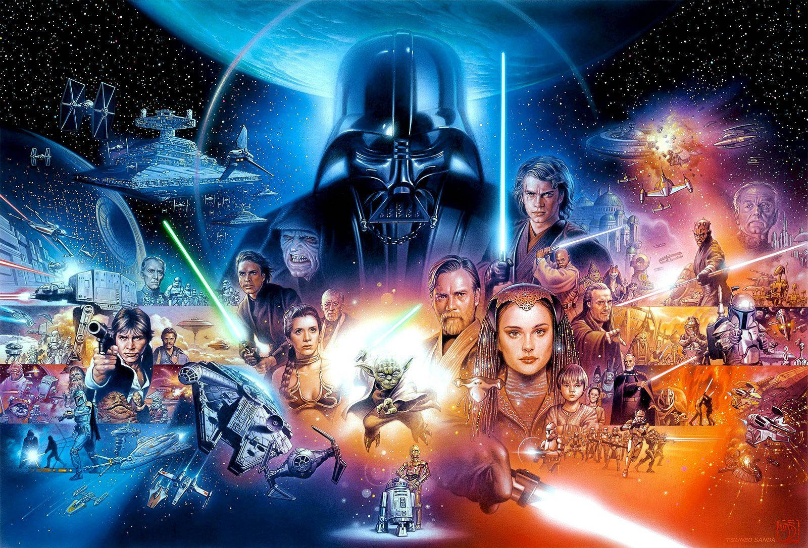 Ang mga iconic na karakter mula sa minamahal na Star Wars franchise Wallpaper