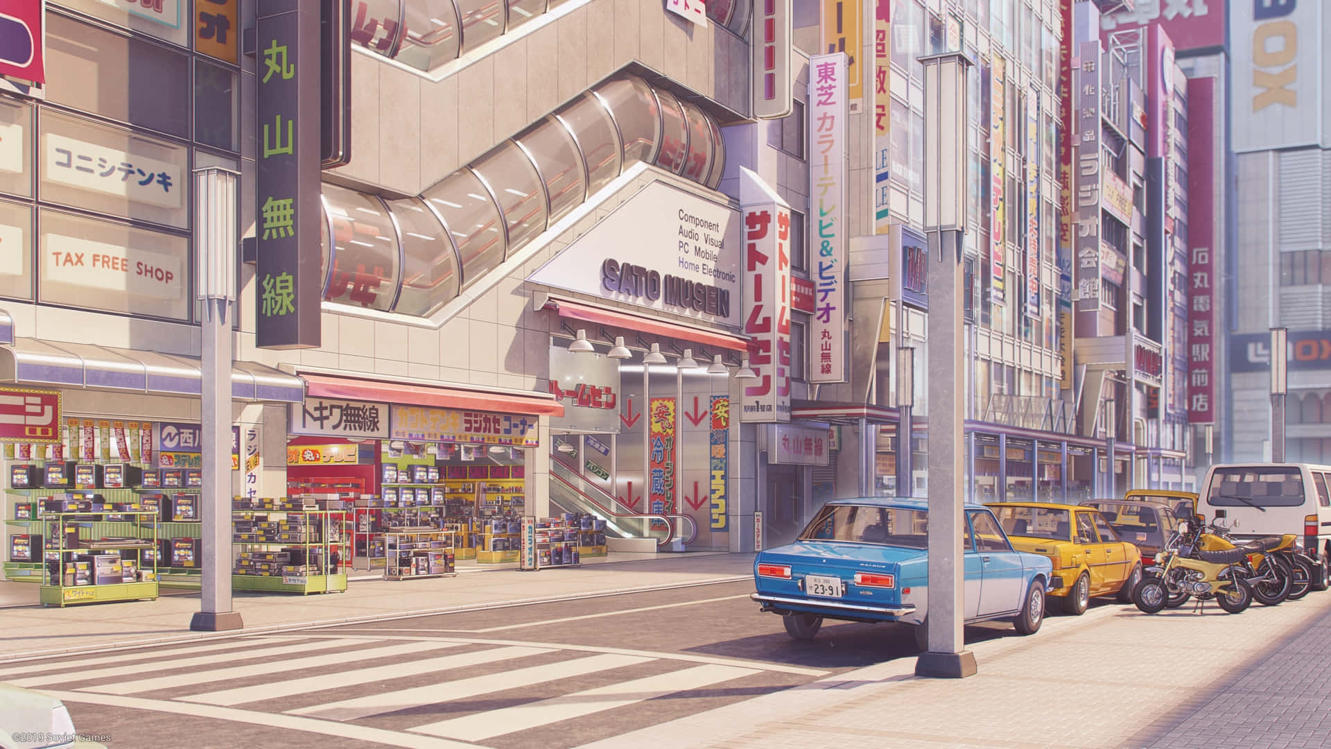 Ang mga neon lights ng Anime City ay kumikinang nang maliwanag sa kalangitan ng gabi! Wallpaper