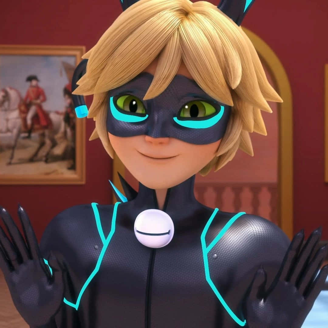 Ang misteryosong Cat Noir ay nagpapakita ng pose! Wallpaper