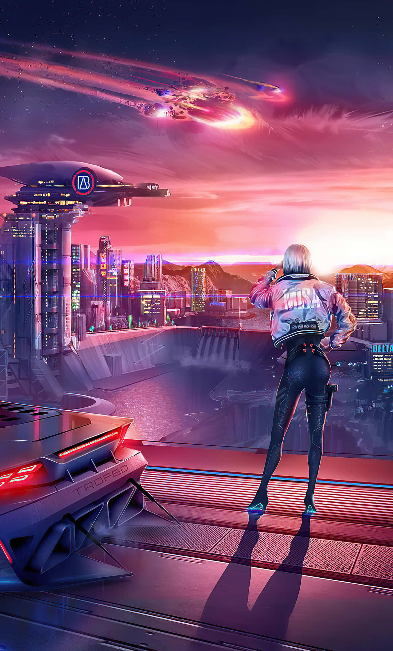 "Ang nagliliyab na metropolis ng Night City, na matatagpuan sa napakagandang futuristic na mundo ng Cyberpunk." Wallpaper