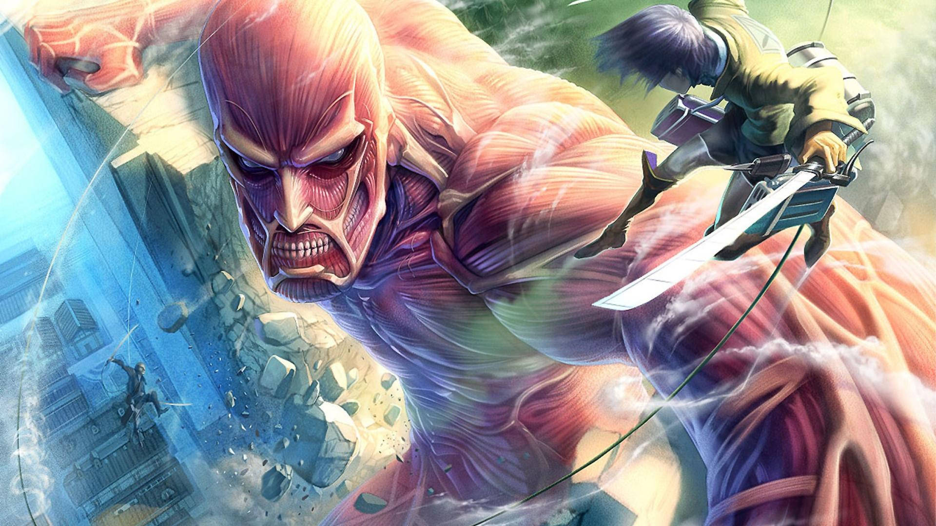 Ang Napakalaking Titan ay Sumisilip sa Attack on Titan Wallpaper