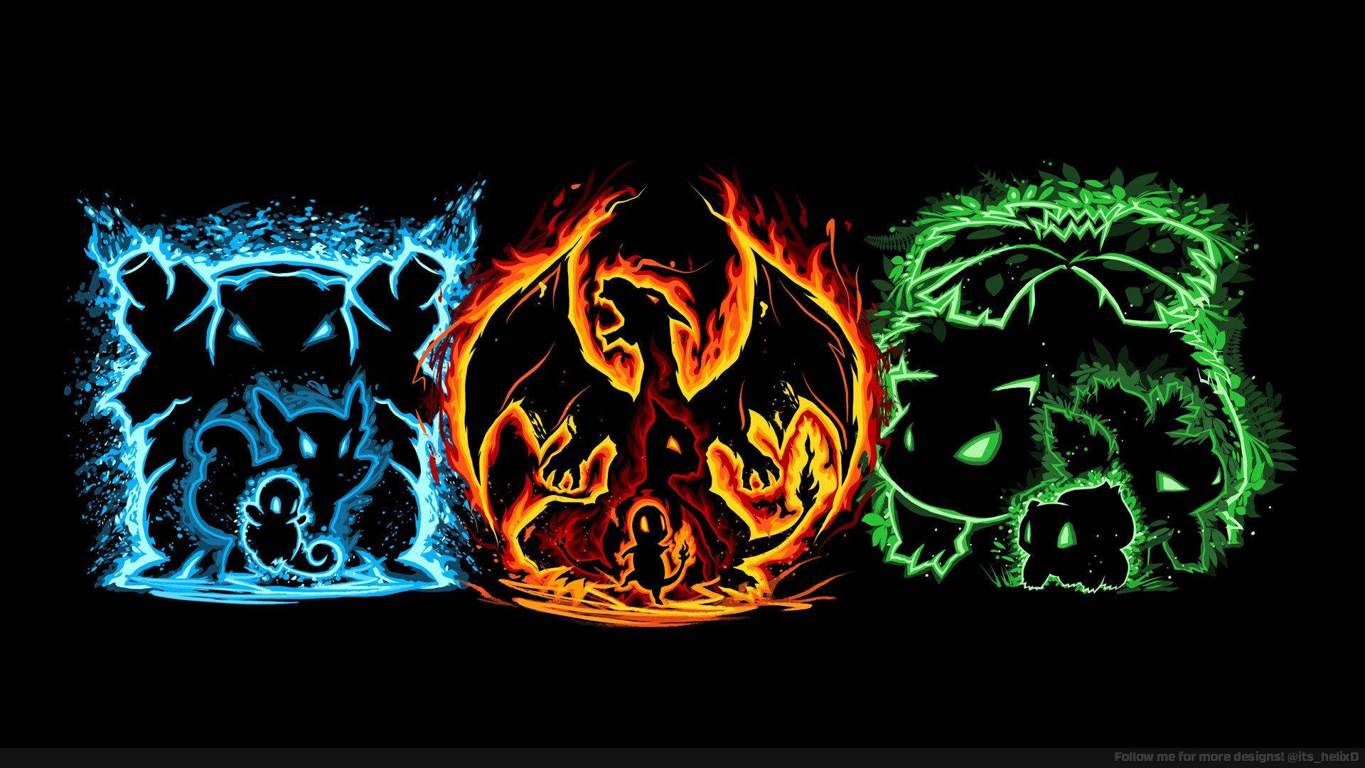 Ang pagkakaibigan ng mga Pokemon na Squirtle, Charmander at Bulbasaur ay walang kupas at matatag gaya ng ugnayan ng kanilang mga trainer. Wallpaper