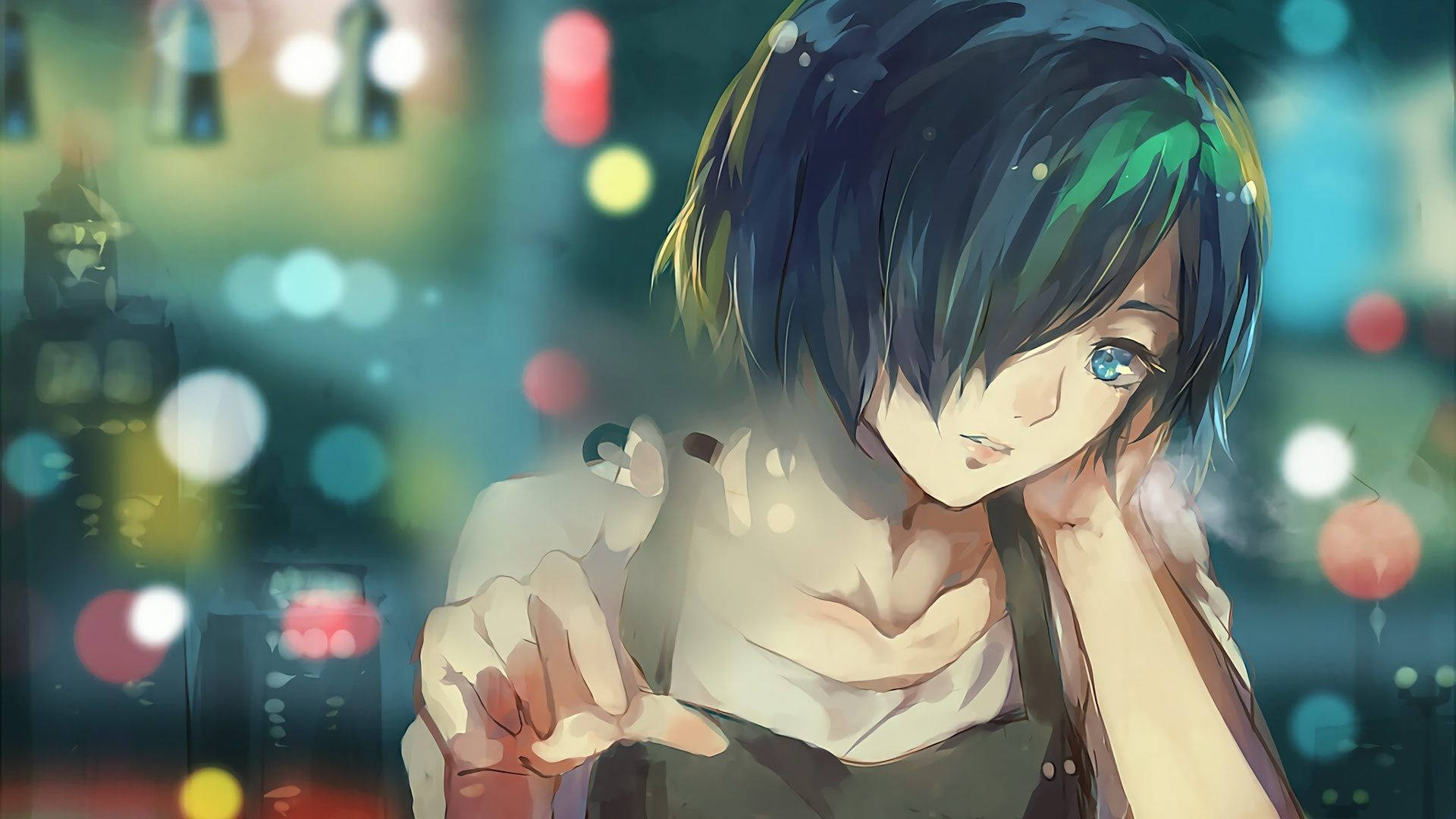 Ang short-haired na anime girl na ito na may kasamang kuwago ay simbolo ng kapangyarihan at lakas. Wallpaper