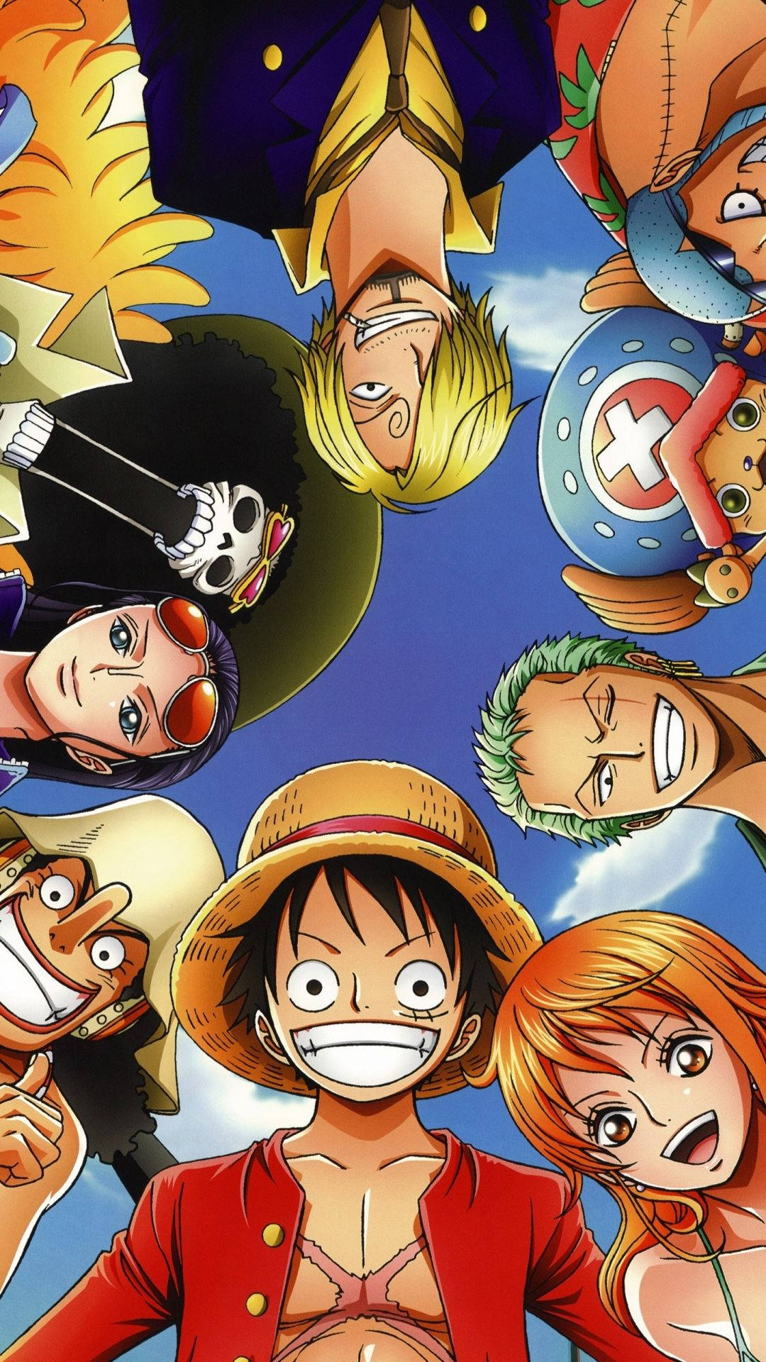 Ang Straw Hat Pirates ay Naglalakbay sa Grand Line Wallpaper