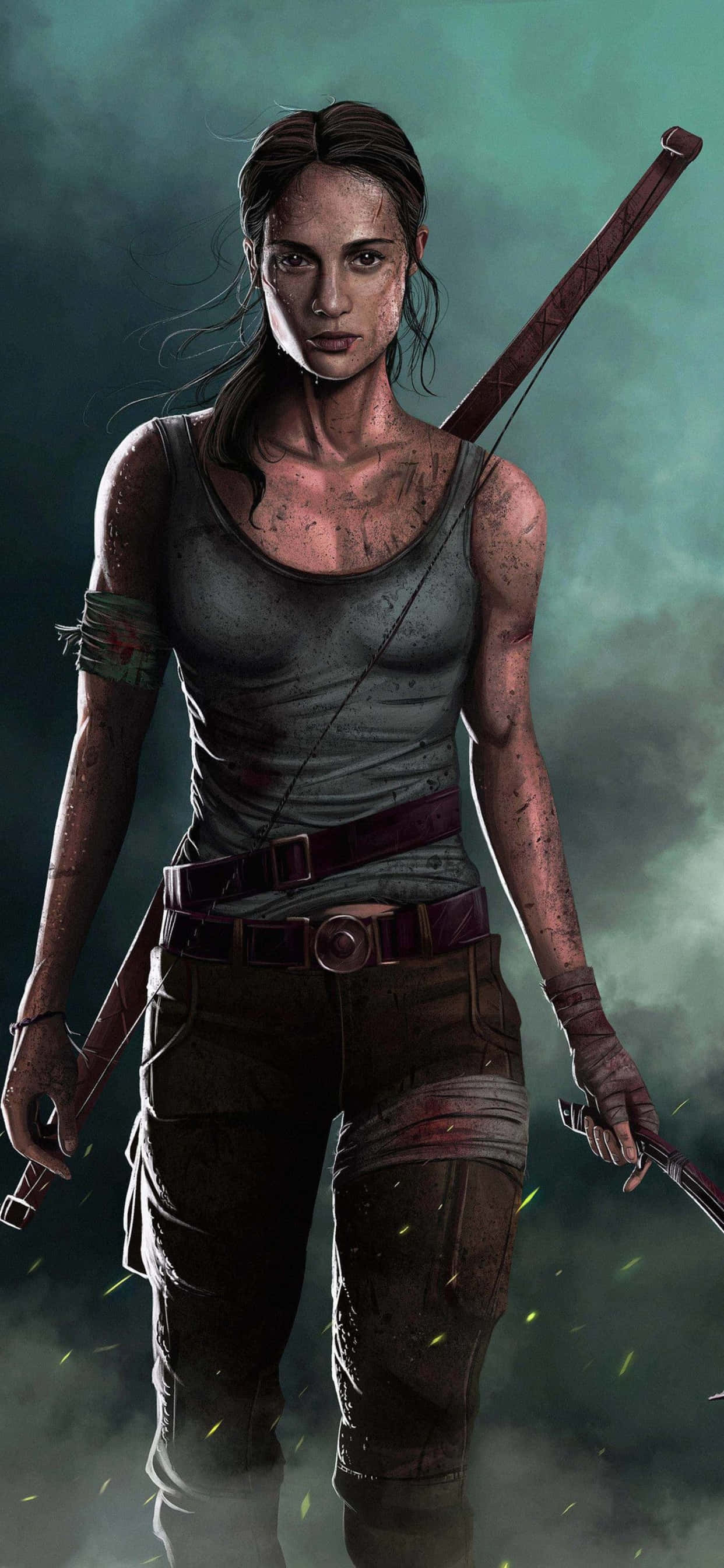 ang tomb raider ay humahawak ng espada Wallpaper