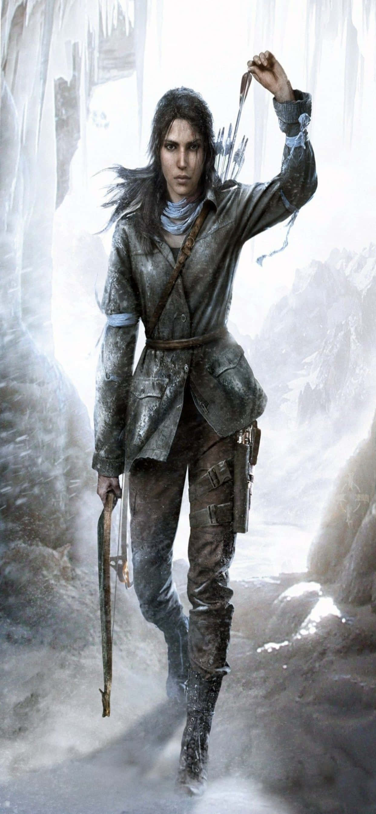 ang tomb raider - isang babae sa isang nyebeng kweba Wallpaper