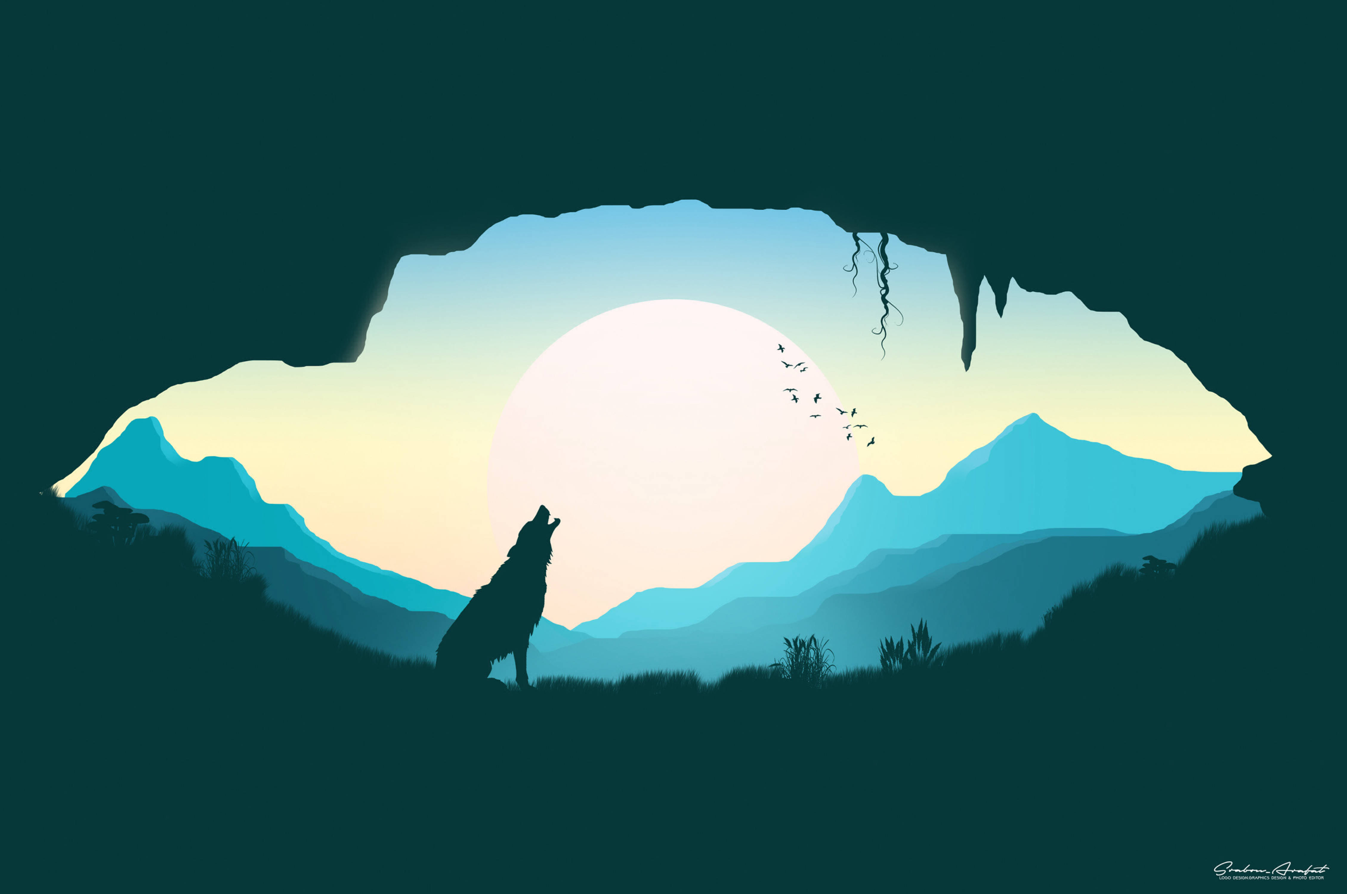 Ang Umaalulong na Lobo ng Gabi Wallpaper